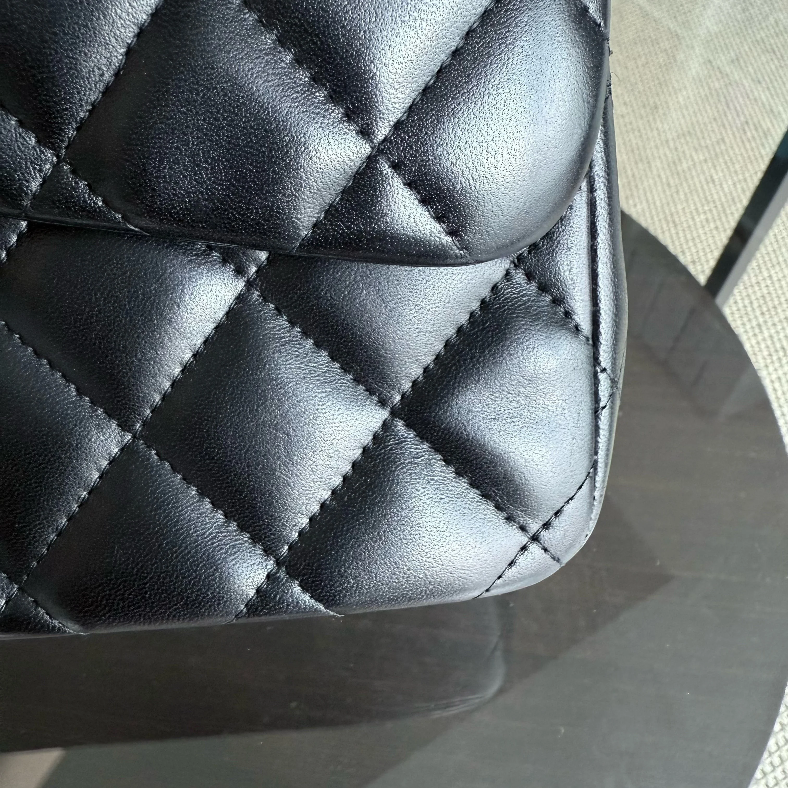 Chanel Classic Flap Jumbo - Double Flap 30CM Quilted Lambskin Black Silver Hardware
