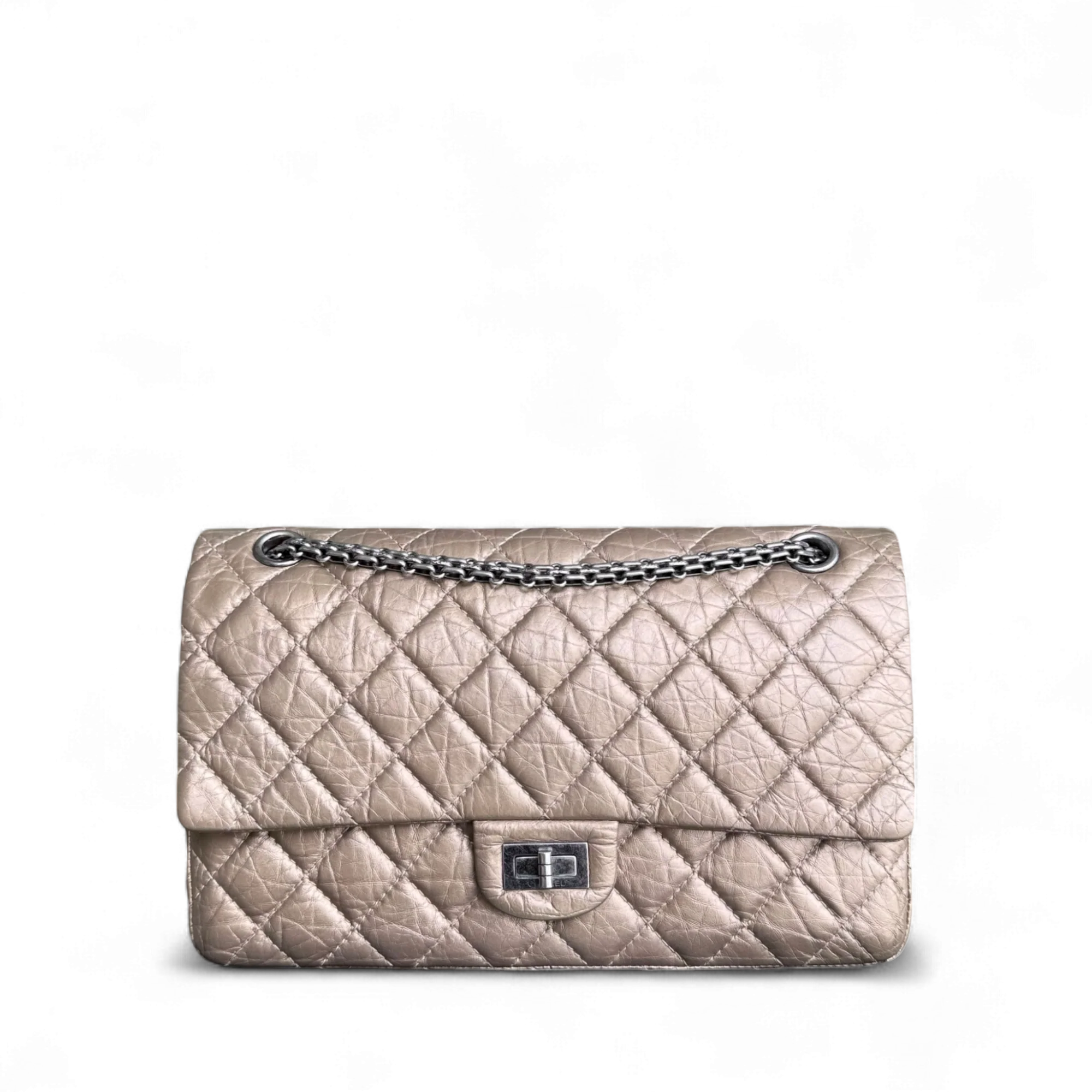 Chanel 2.55 Reissue 226 - Aged Calfskin Quilted Bronze Ruthenium Silver Hardware Series 17