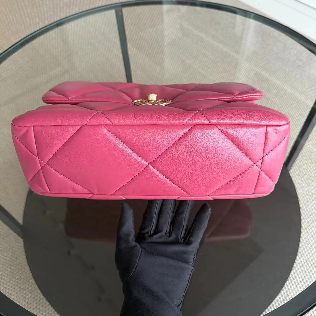 Chanel 19 Bag Medium - C19 Goatskin Hot Pink Two Tone Gold Hardware