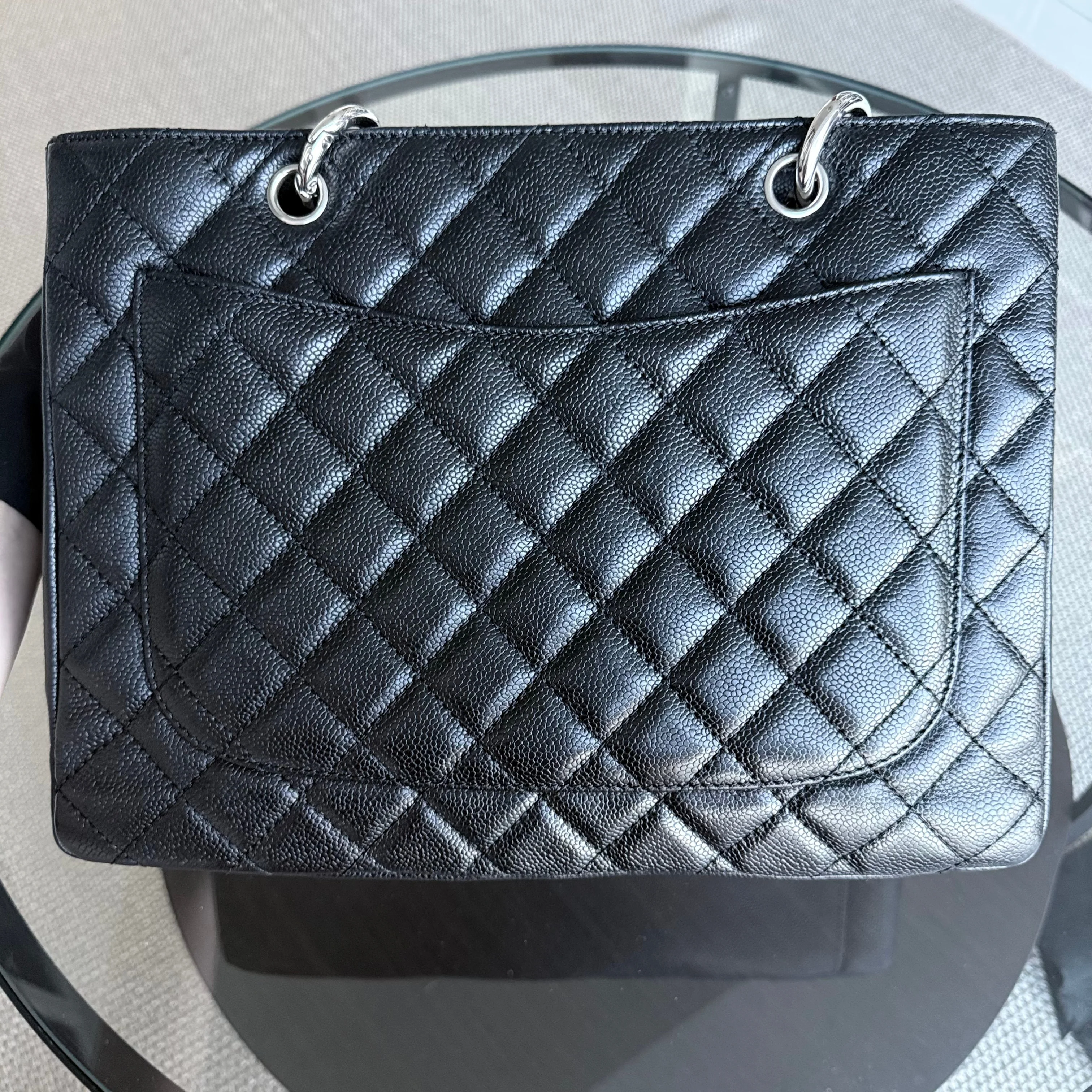 Chanel GST Grand Shopping Tote Caviar - Quilted Black Silver Hardware Series 12