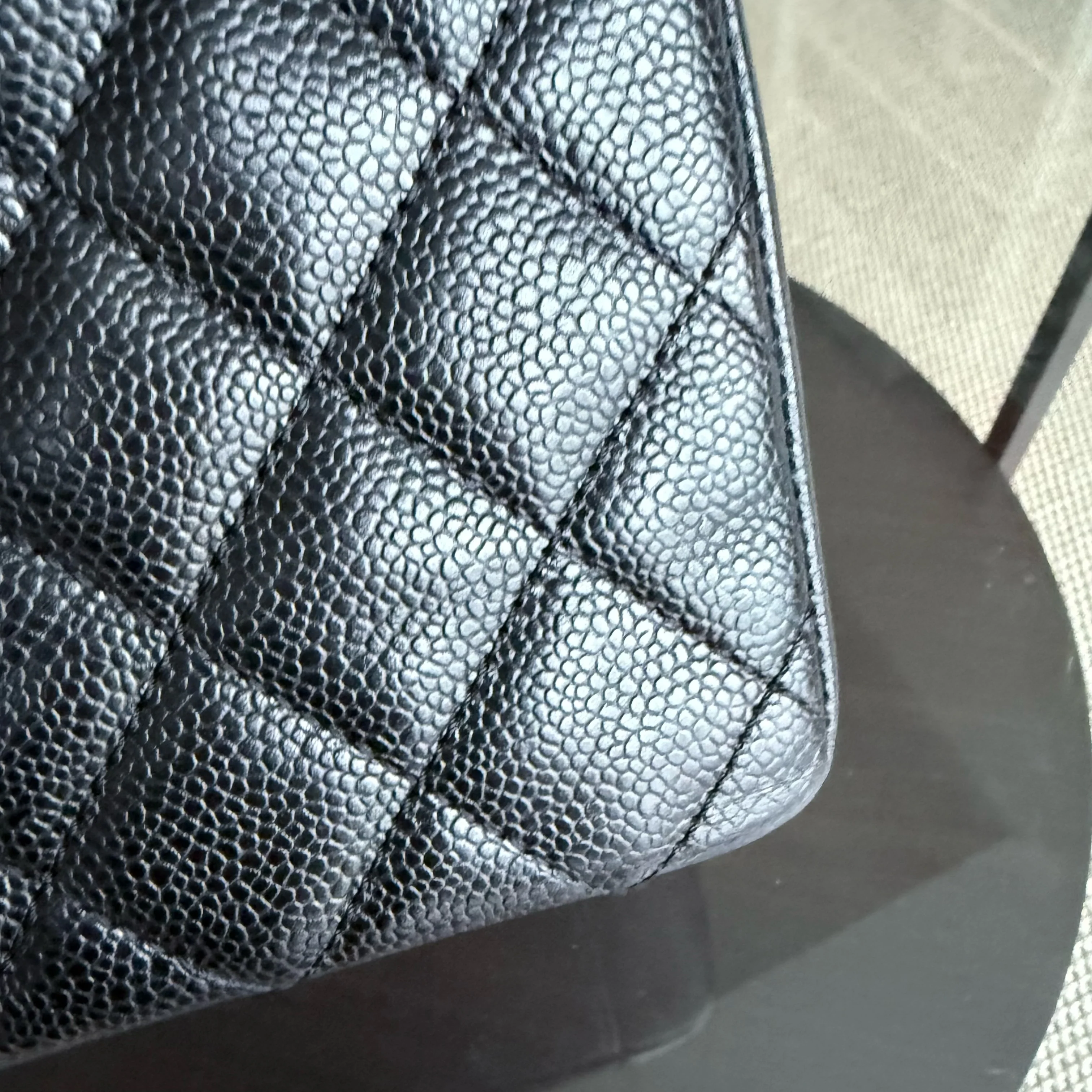 Chanel GST Grand Shopping Tote - Caviar Quilted Grained Calfskin Black Silver Hardware Series 19