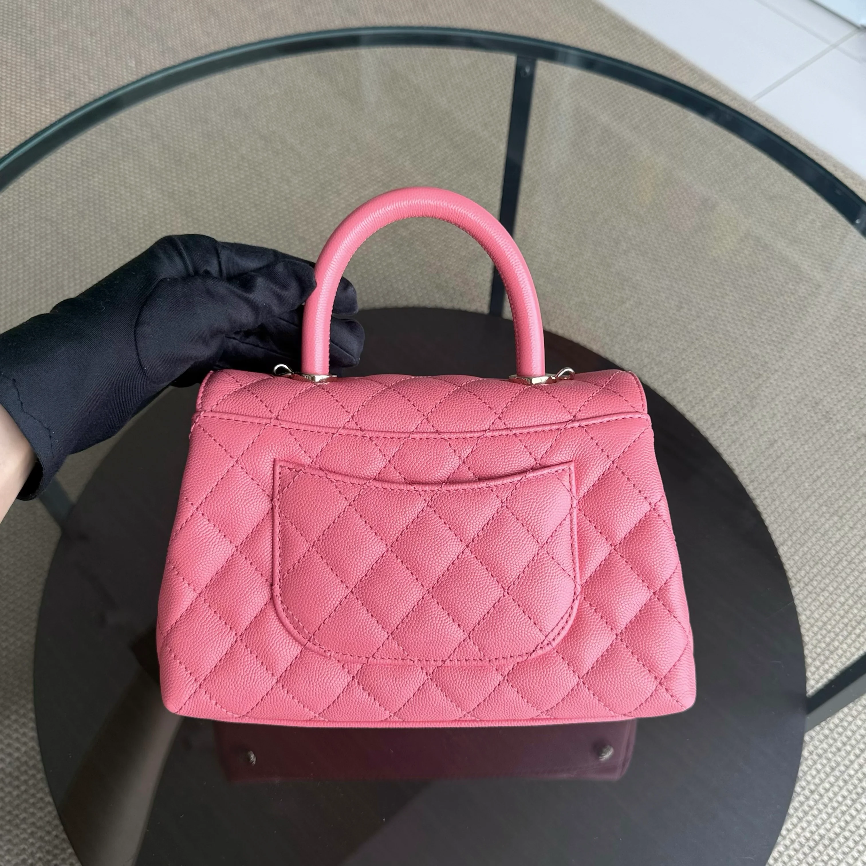 Chanel Coco Handle Small Microchip - Caviar Quilted Pink Gold Hardware