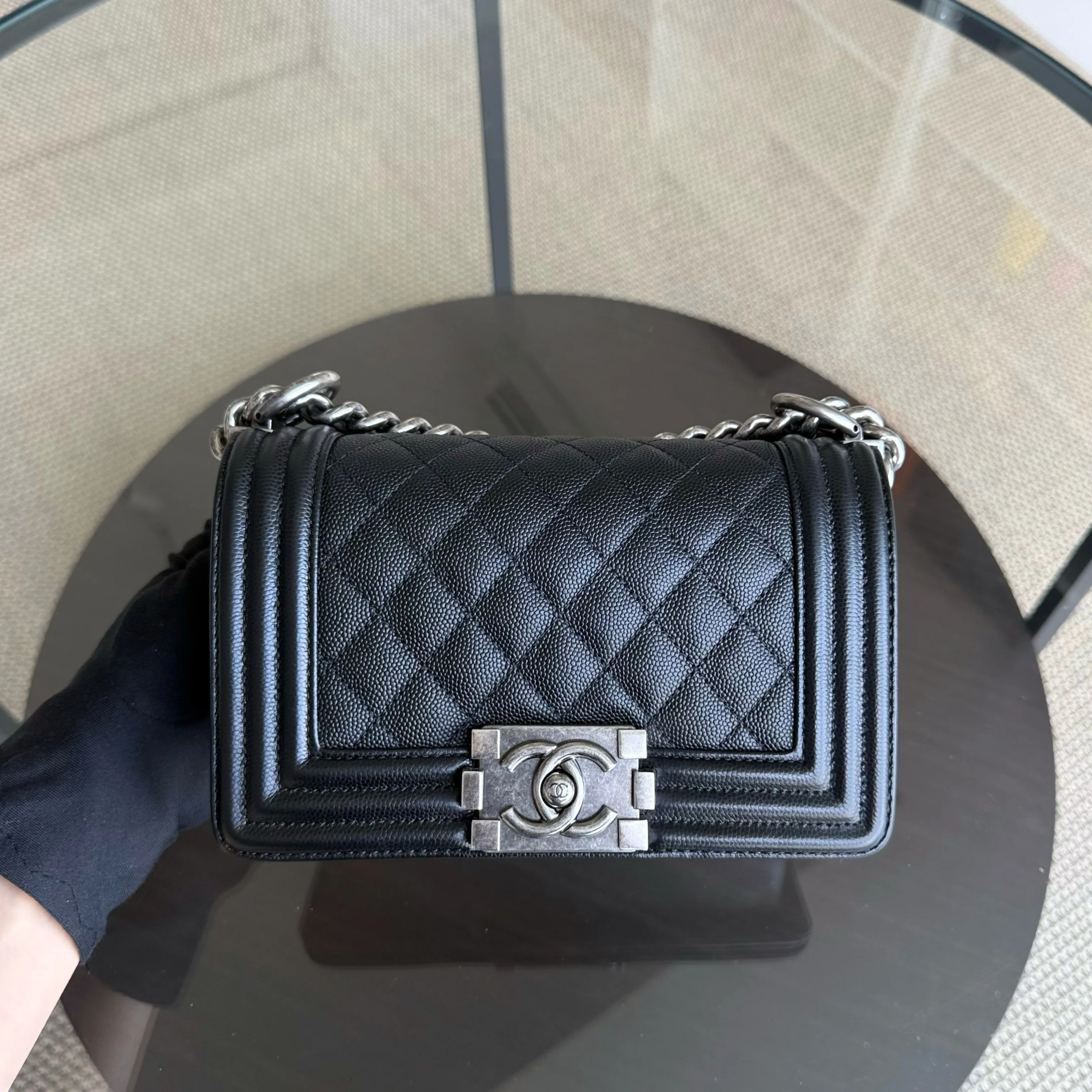 Chanel Boy Small - Caviar Quilted Grained Calfskin Black Ruthenium Silver Hardware