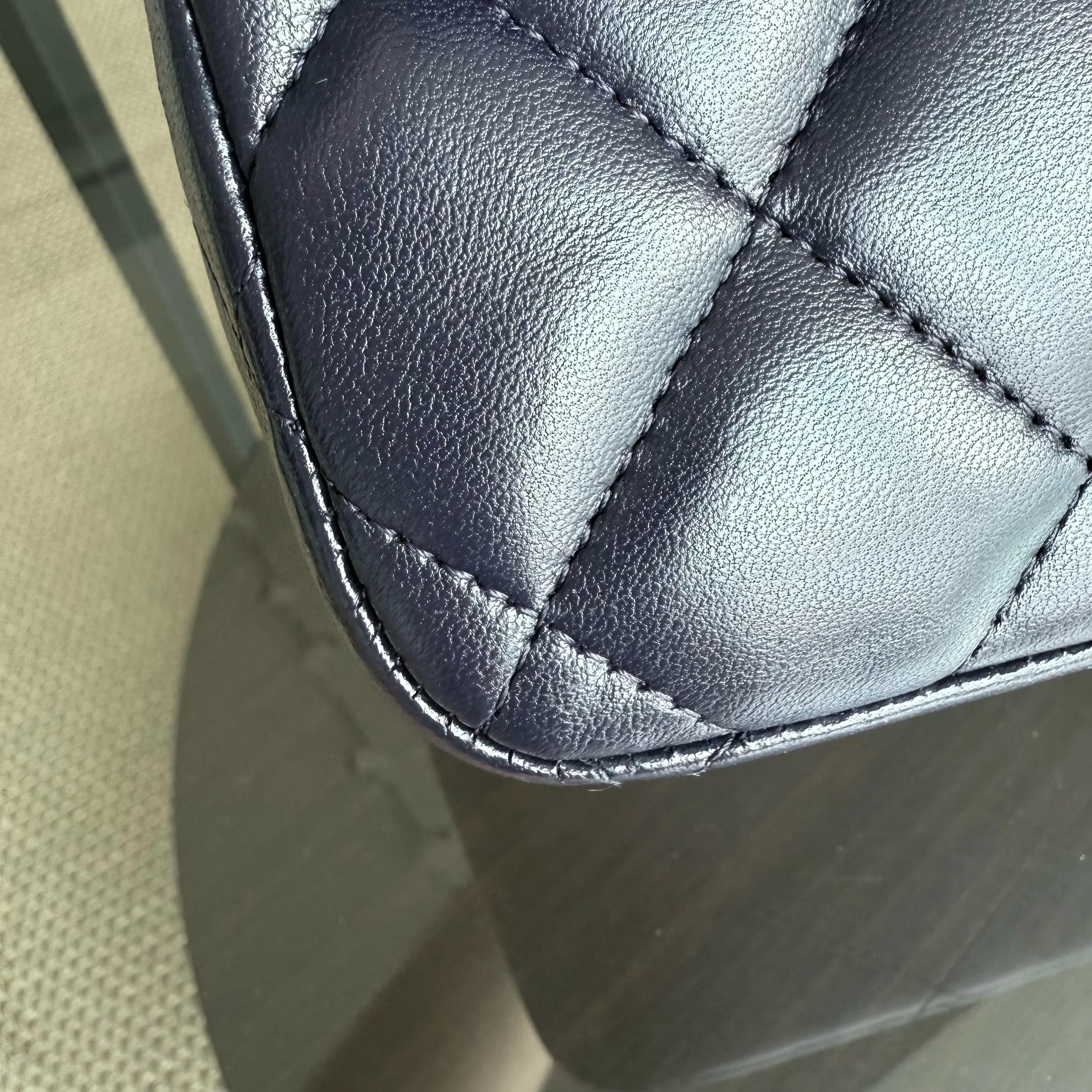 Chanel Classic Flap Jumbo - Double Flap 30CM Quilted Lambskin Dark Blue Silver Hardware Series 23