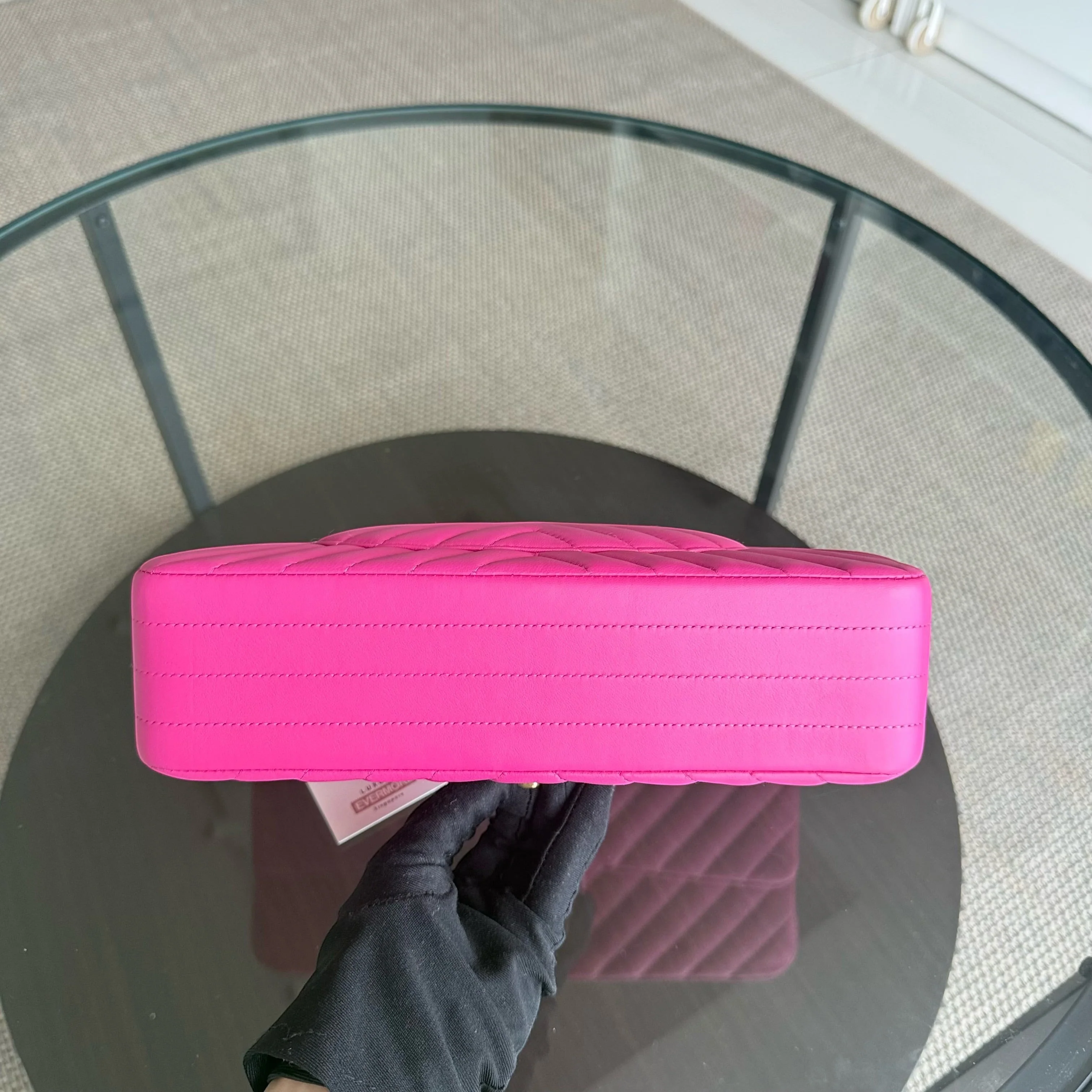 Chanel Classic Flap Medium - 25CM Chevron Lambskin Pink Gold Hardware