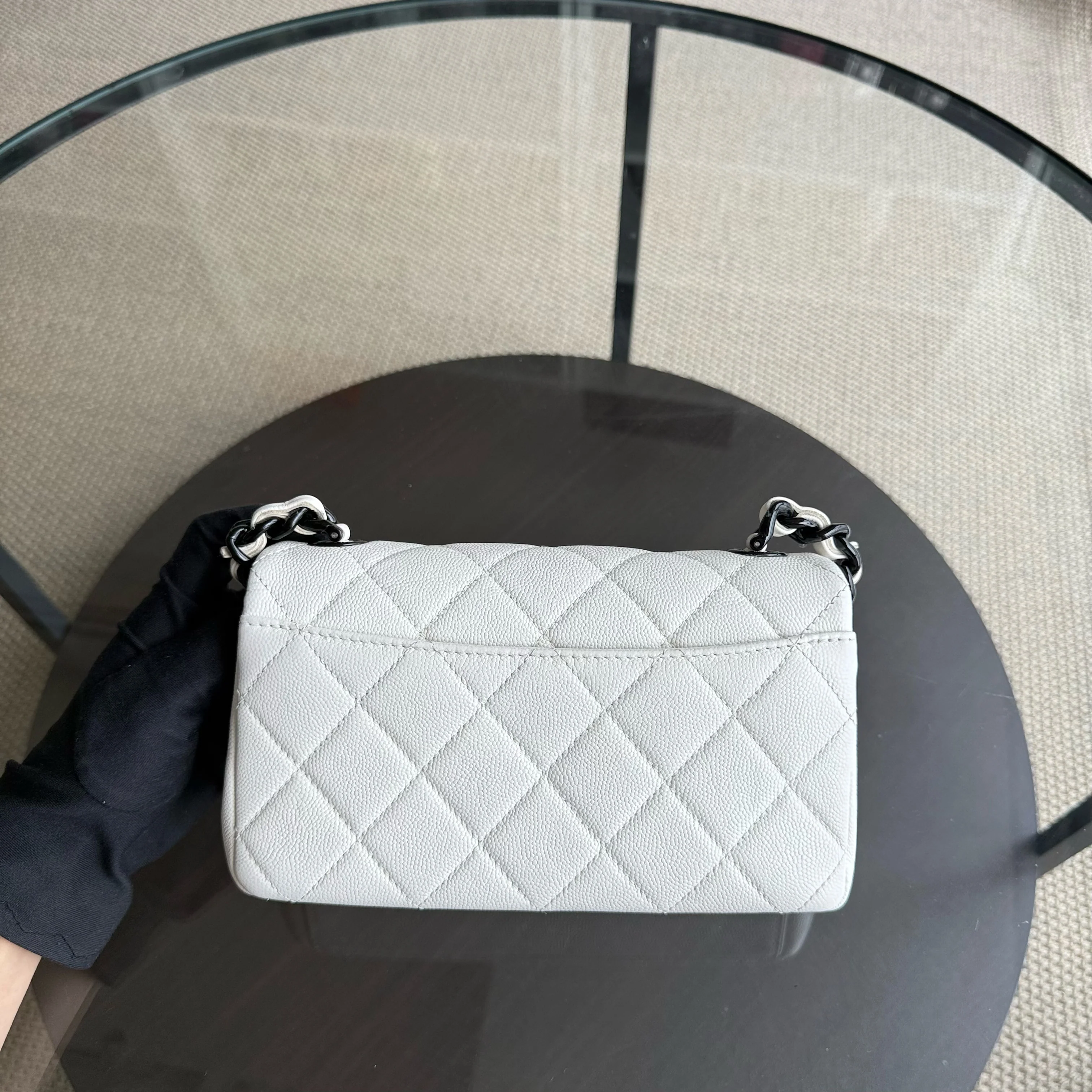 Chanel Seasonal Flap Small - Caviar My Everything Bag Quilted Grained Calfskin White Calfskin Black Hardware Series 30