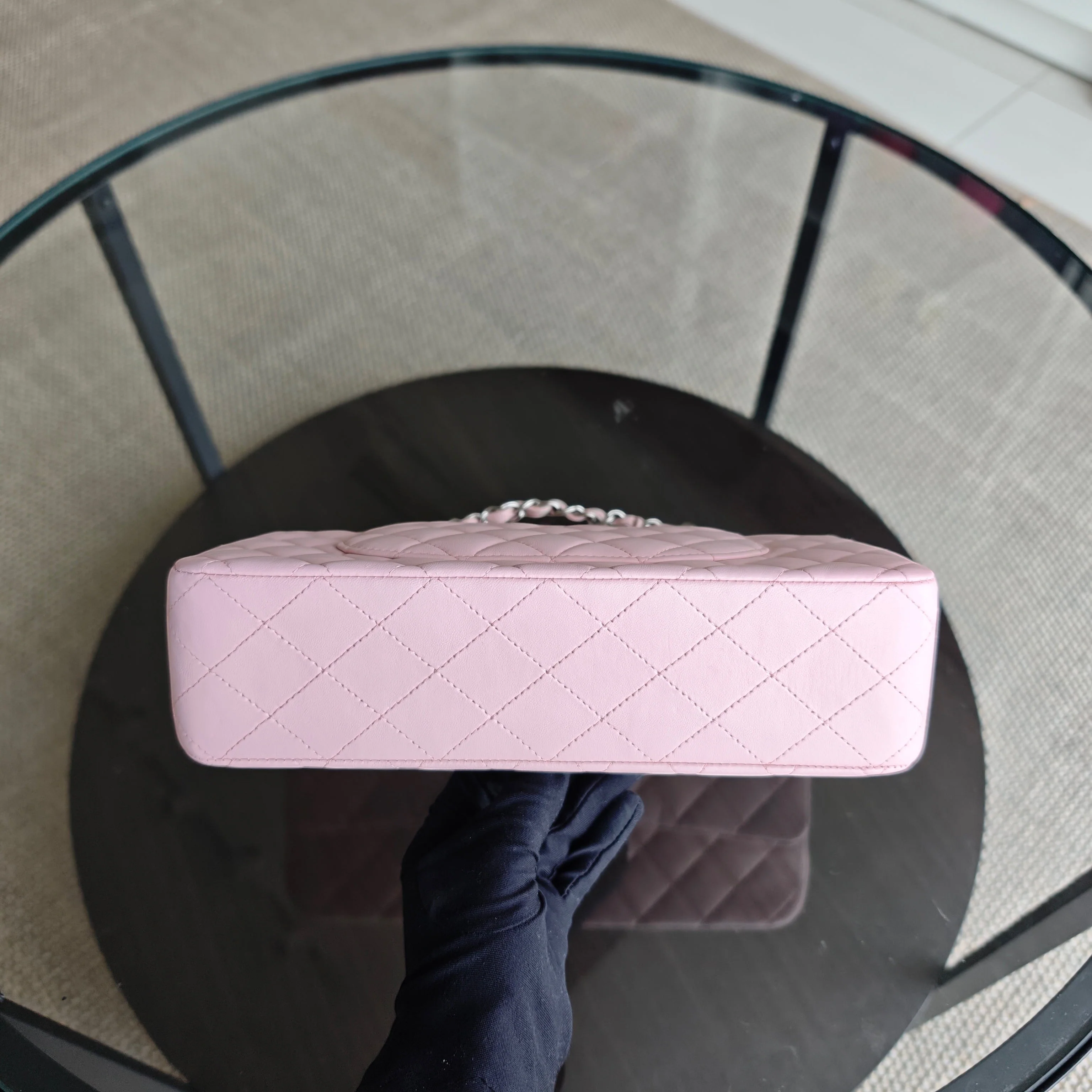 Chanel Classic Flap Medium - 25CM Quilted Lambskin Light Sakura Pink Silver Hardware Series 25