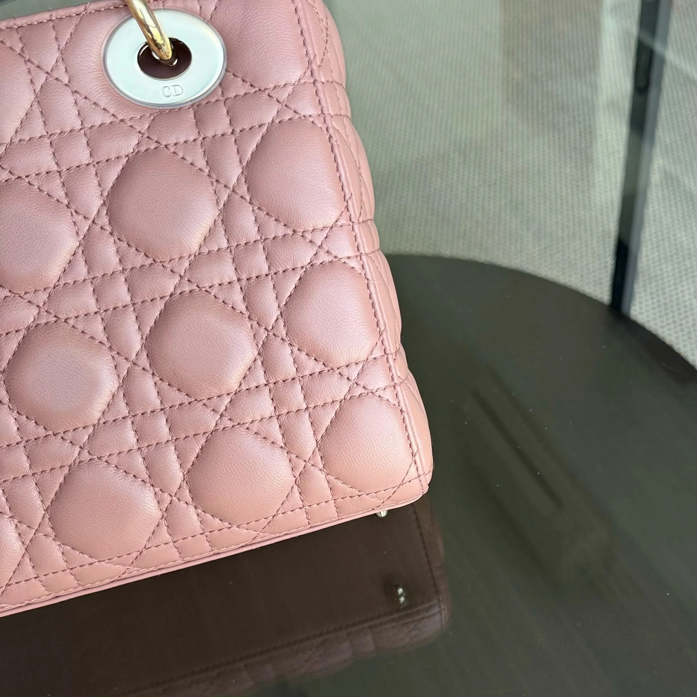 Dior Lady Small Flap - Cannage Lambskin Blush Pink Gold Hardware