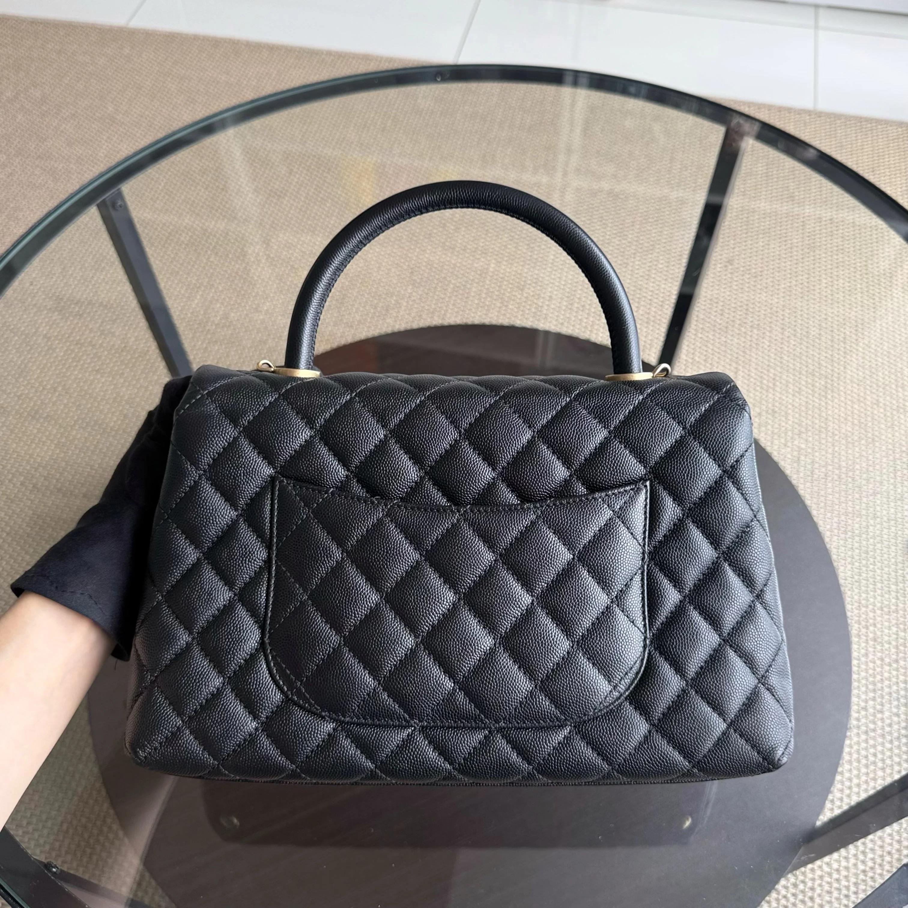 Chanel Coco Handle Medium - Caviar 29CM Quilted Black Gold Hardware Series 27