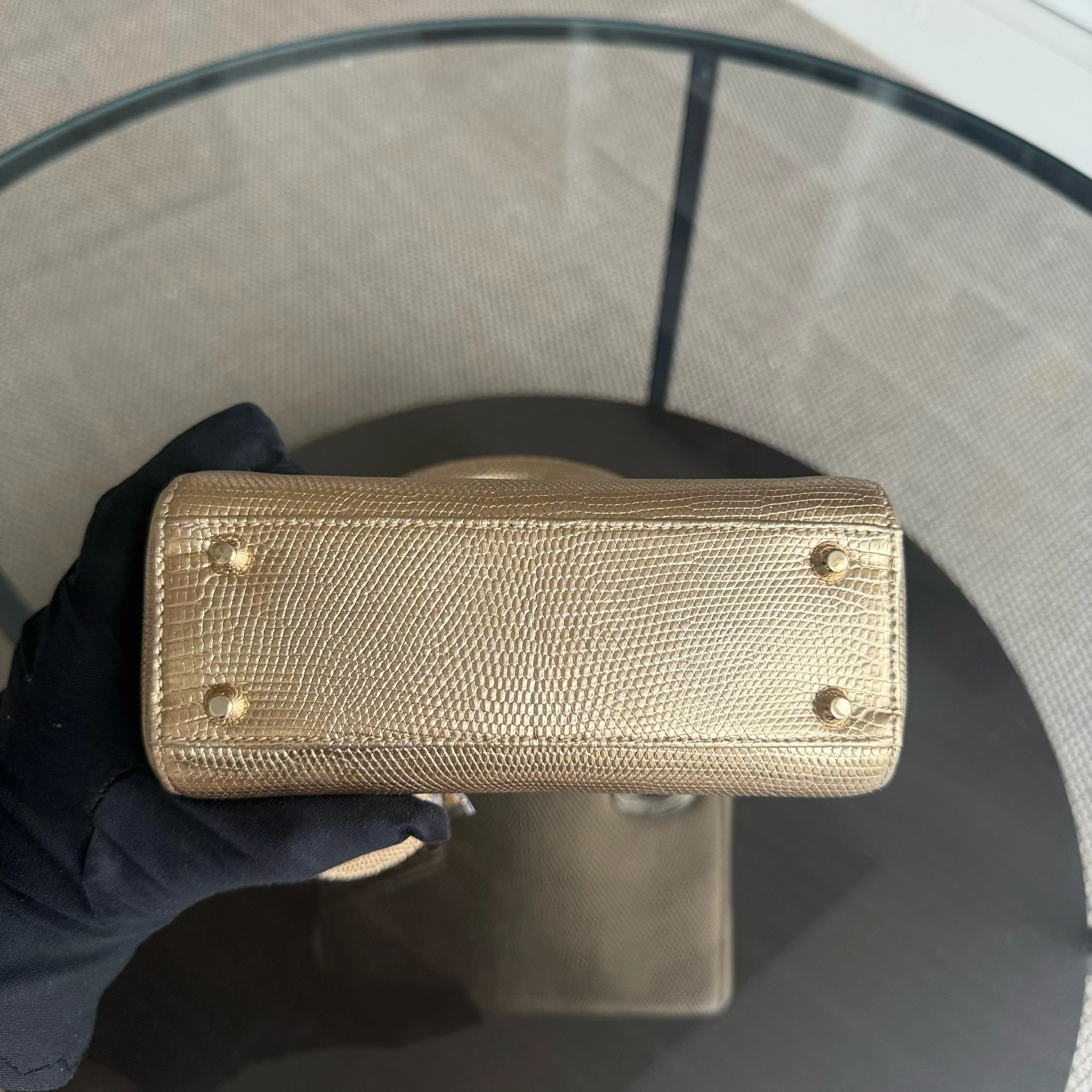 Dior Lady Mini - Exotic Lizard Gold Gold Hardware