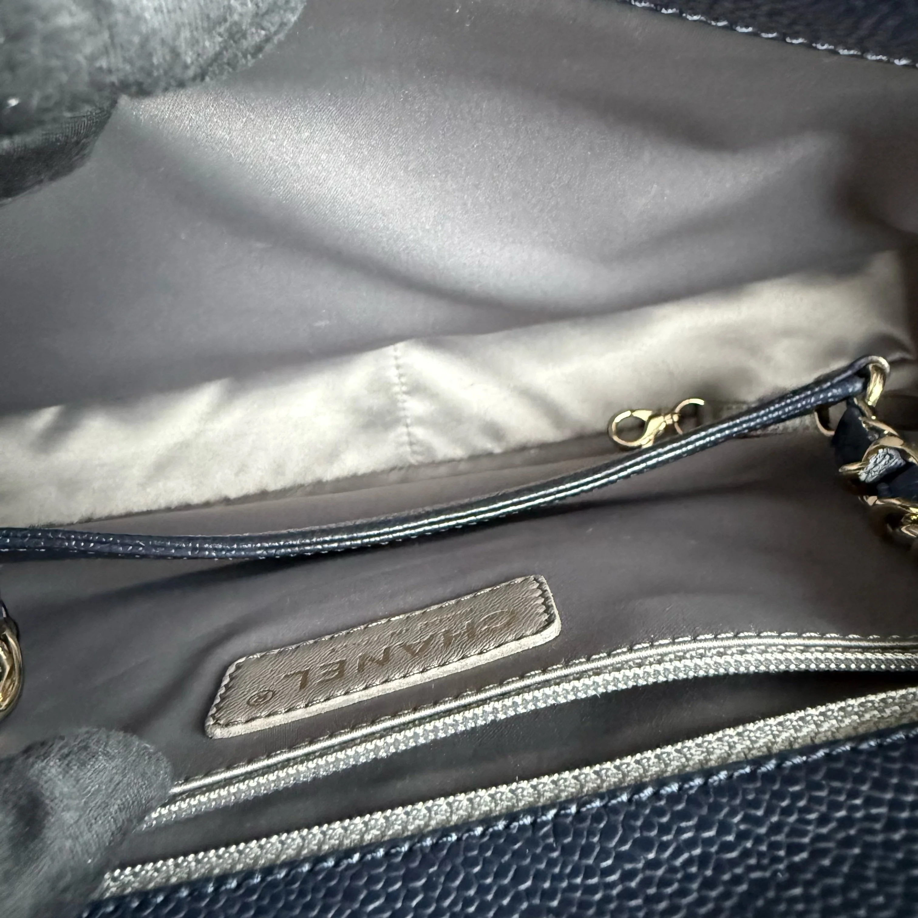 Chanel GST Grand Shopping Tote - Caviar Quilted Grained Calfskin Dark Navy Blue Gold Hardware Series 19