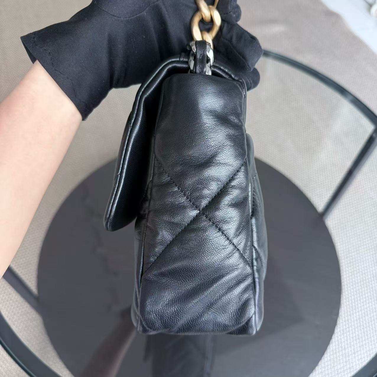 Chanel 19 Bag Medium - C19 Quilted Goatskin Black Two-Tone Gold Hardware Series 28