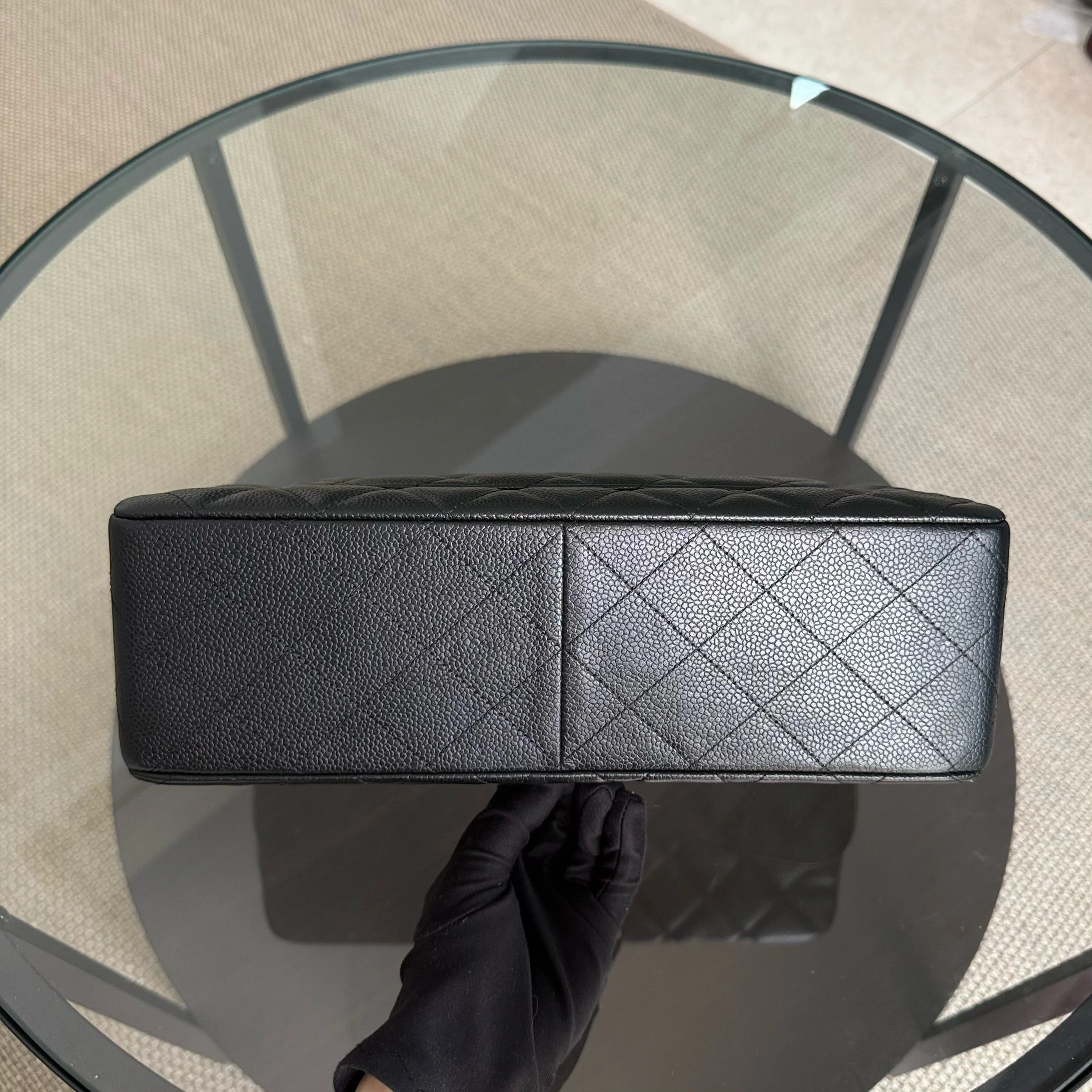 Chanel Classic Flap Jumbo - Caviar 30CM Single Flap Quilted Black Silver Hardware