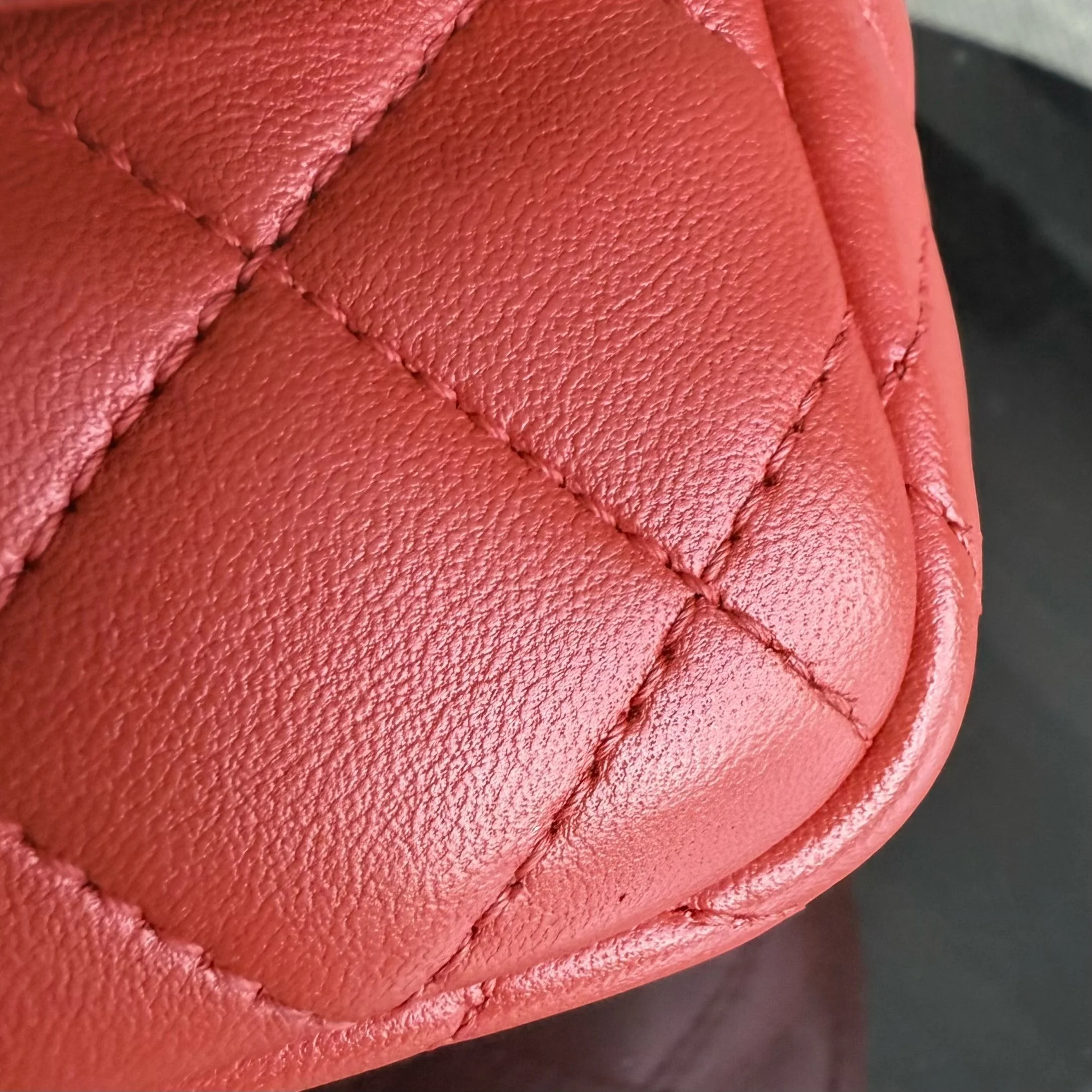 Chanel Seasonal Flap - Two Tone Quilted Lambskin Red Grey Golden Hardware Series 23