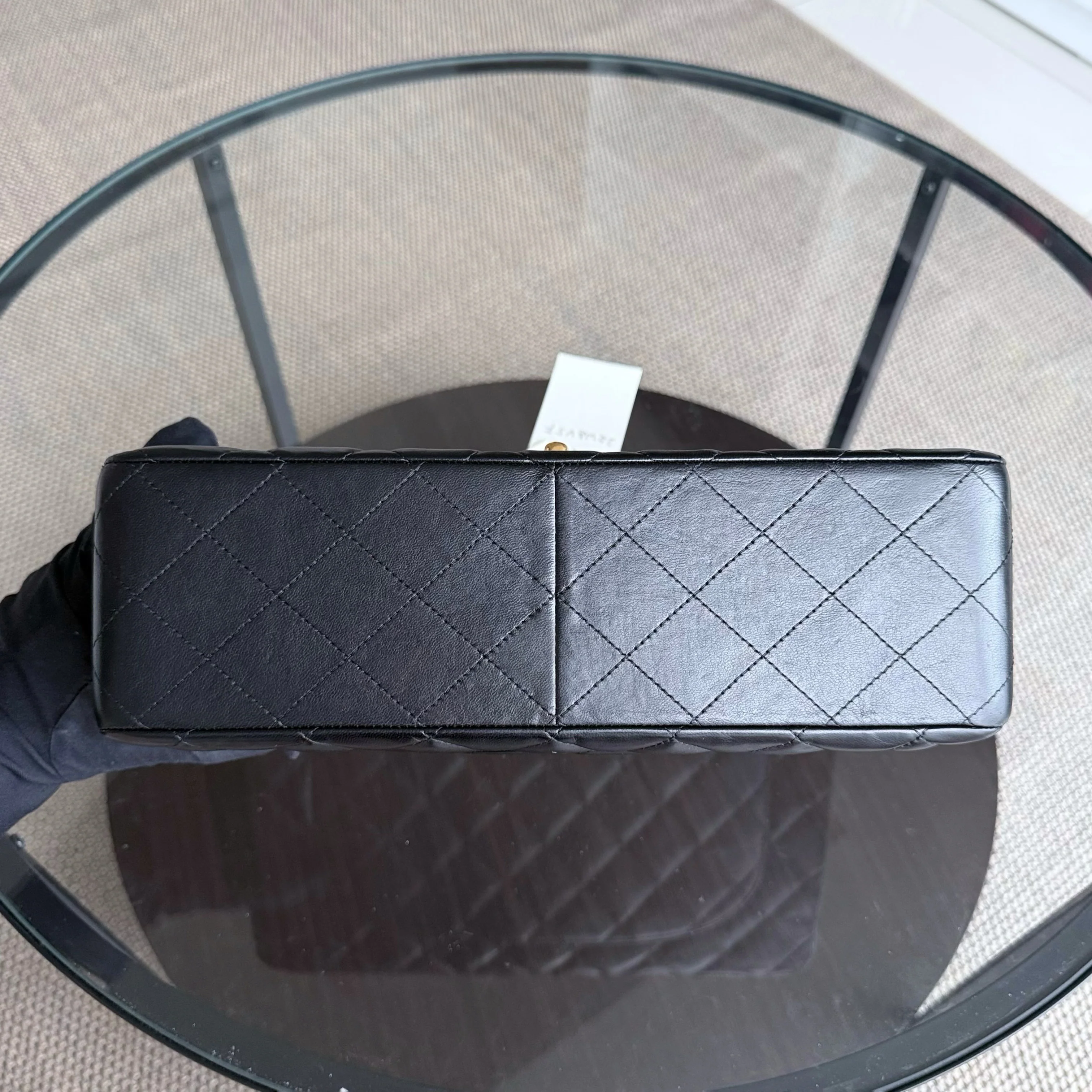 Chanel Classic Flap Jumbo - 30CM Single Flap Quilted Lambskin Black Gold Hardware Series 13