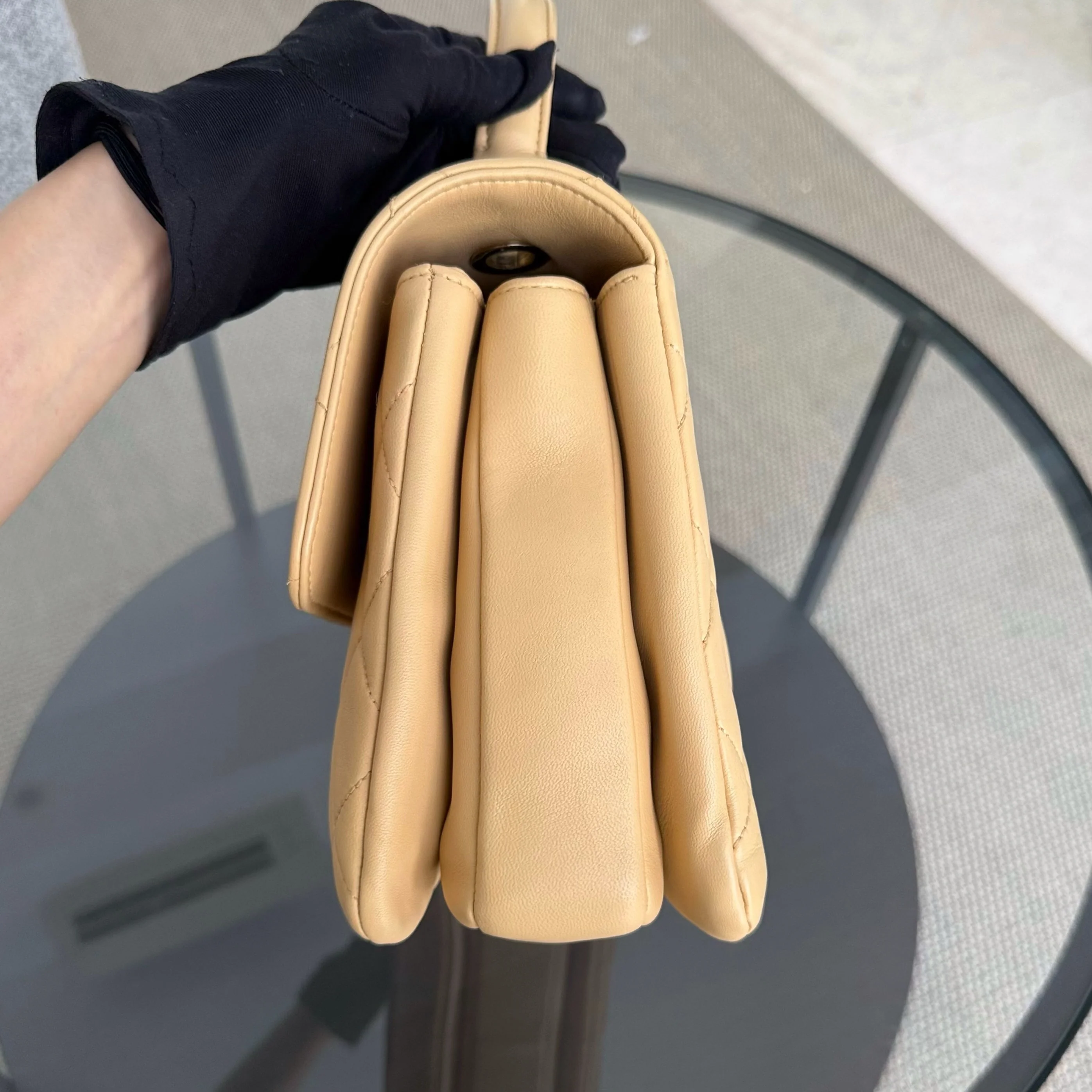 Chanel Trendy CC 30CM - Quilted Lambskin Beige Gold Hardware Series 26