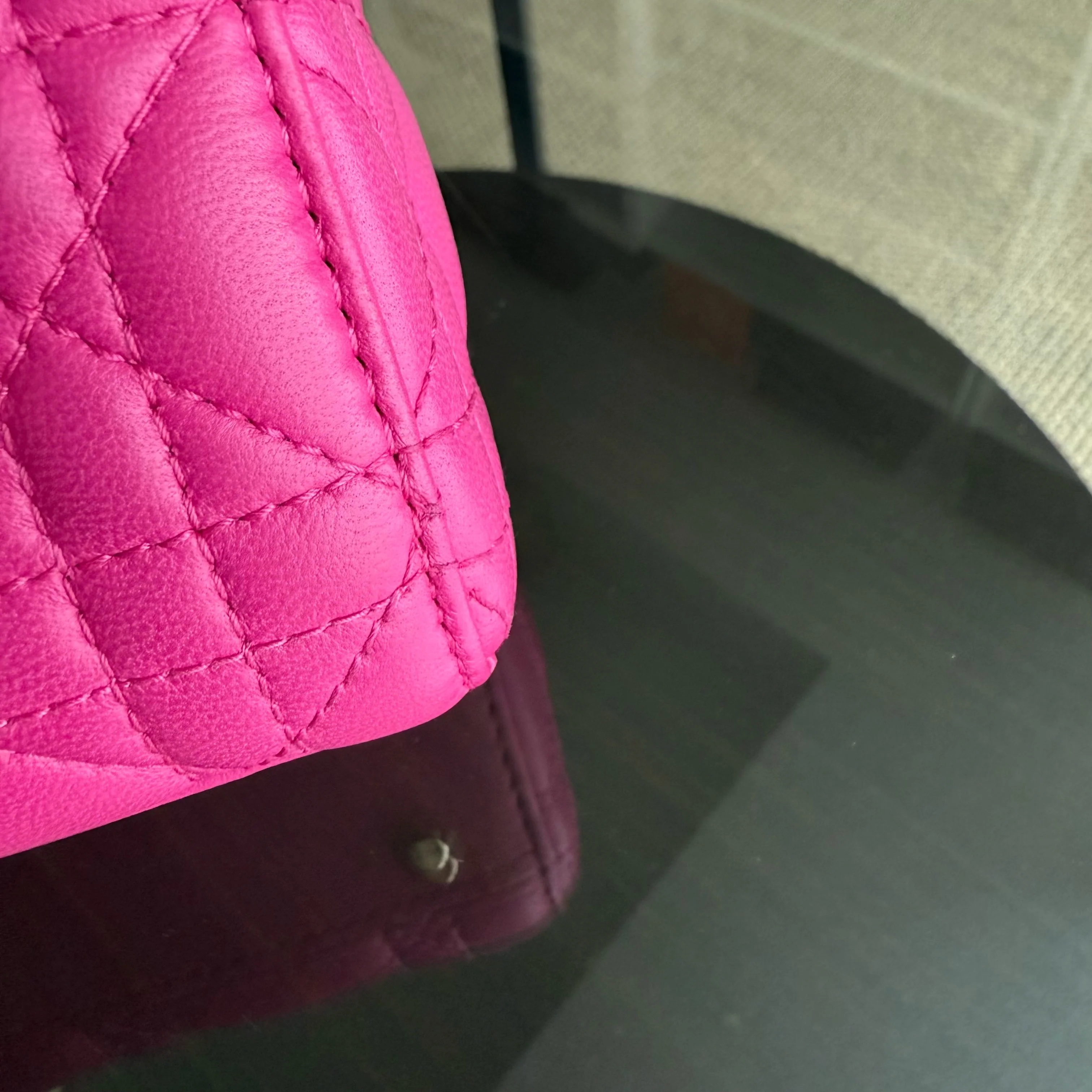 Dior Lady Mini - Cannage Lambskin Hot Pink Gold Hardware Chain Strap