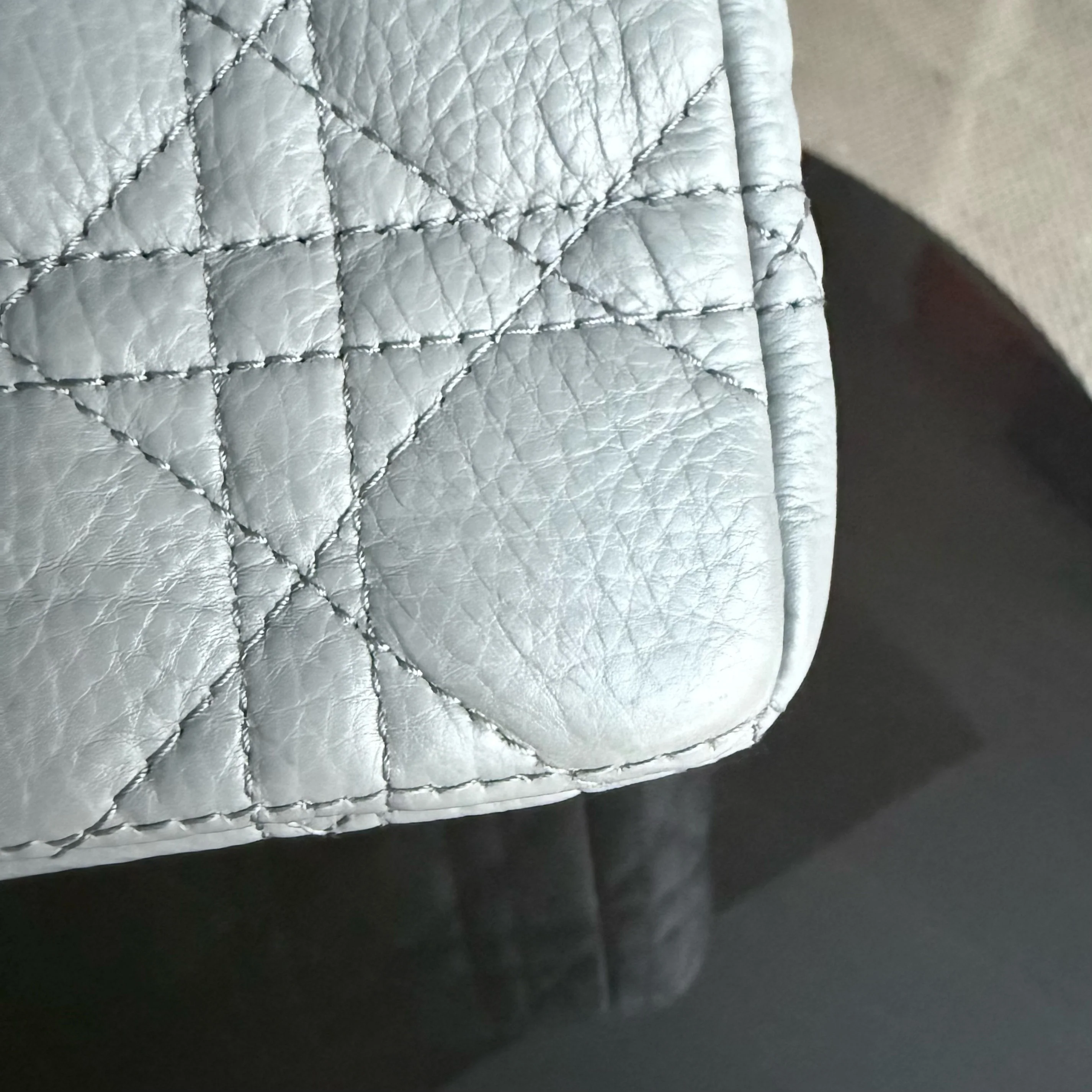 Dior Caro Large - Cannage Calfskin Grey Gray Gold Hardware