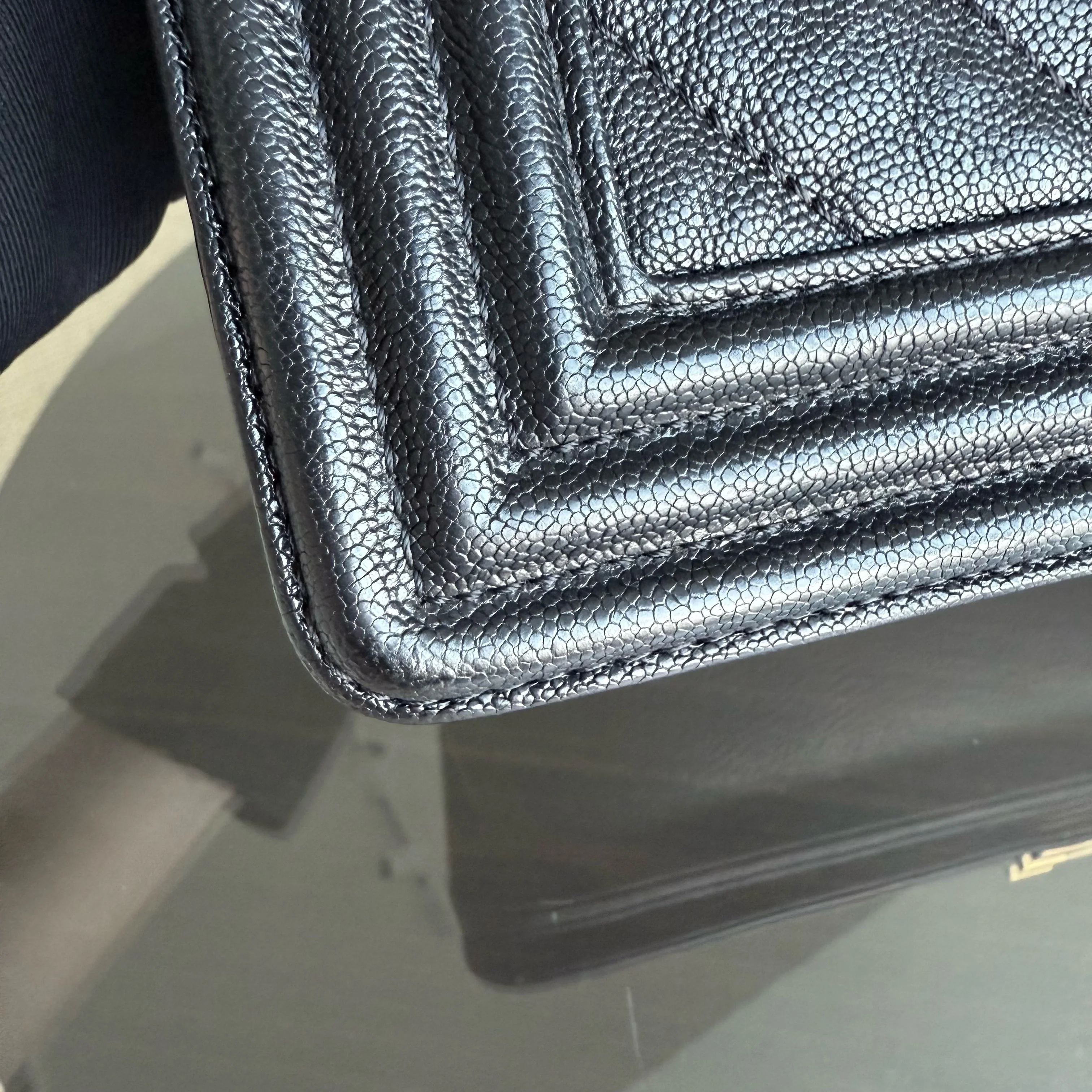 Chanel Boy Medium - Caviar 25CM Chevron Black Gold Hardware