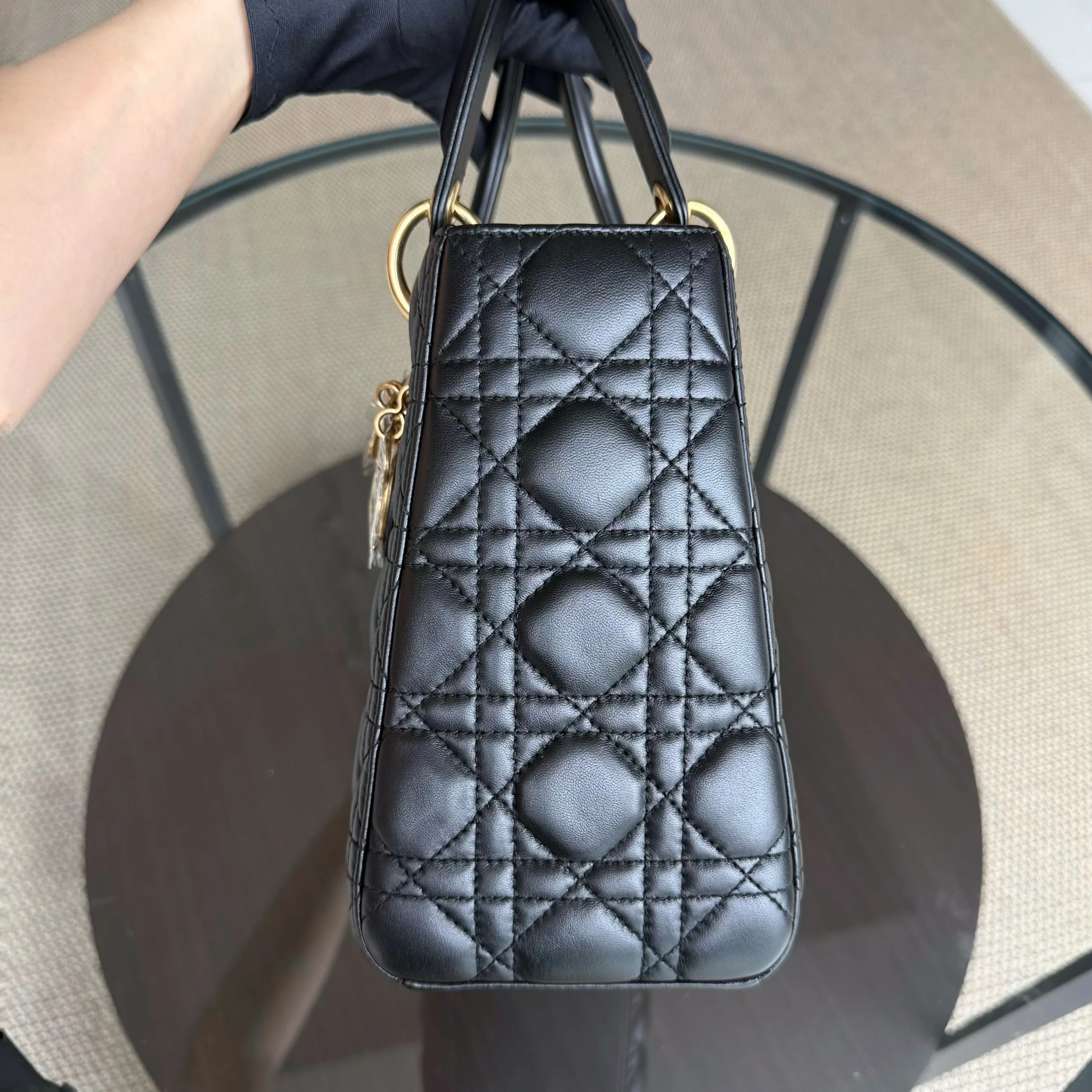 Dior Lady Medium - Cannage Lambskin Black Gold Hardware NO STRAP