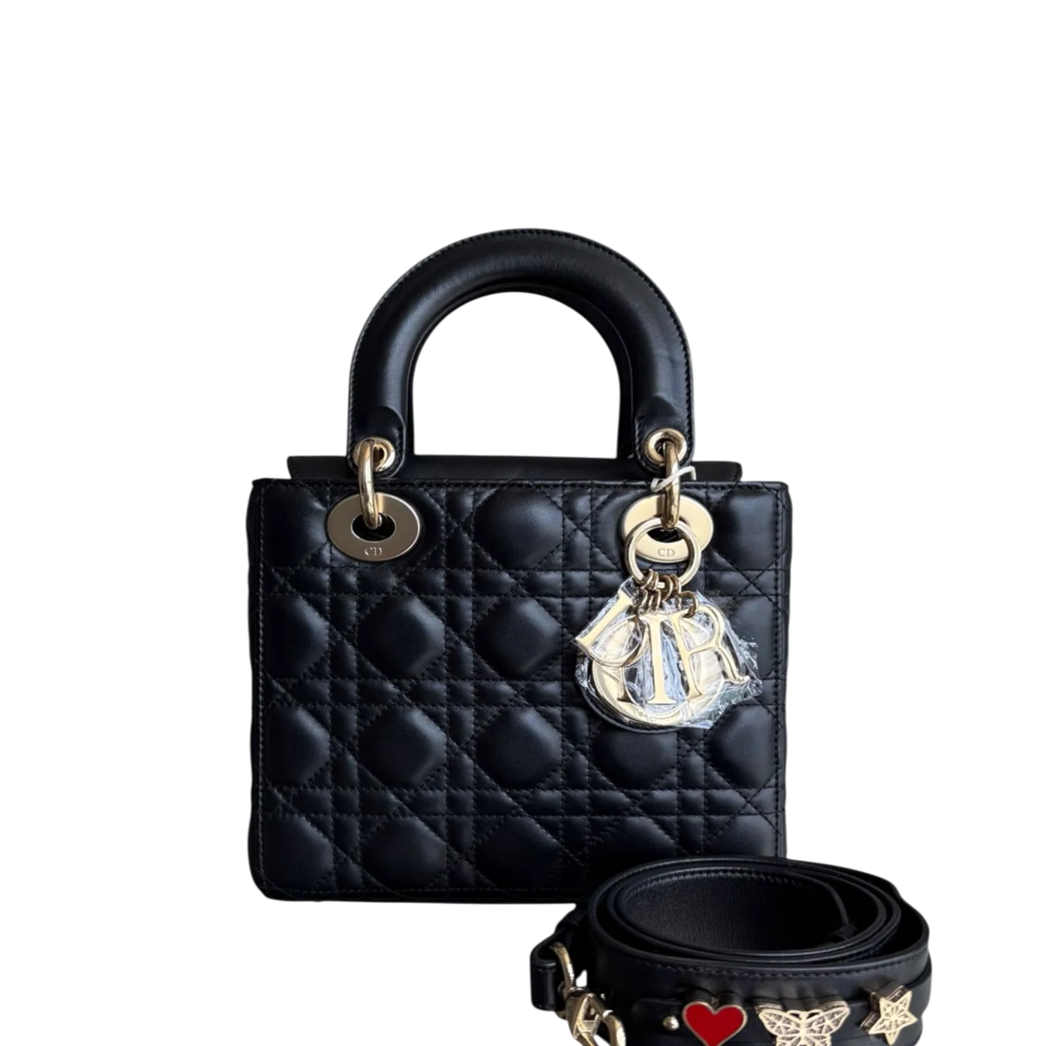 Dior Lady Small Flap MyABC - Cannage Lambskin Black Gold Hardware ABC Charm