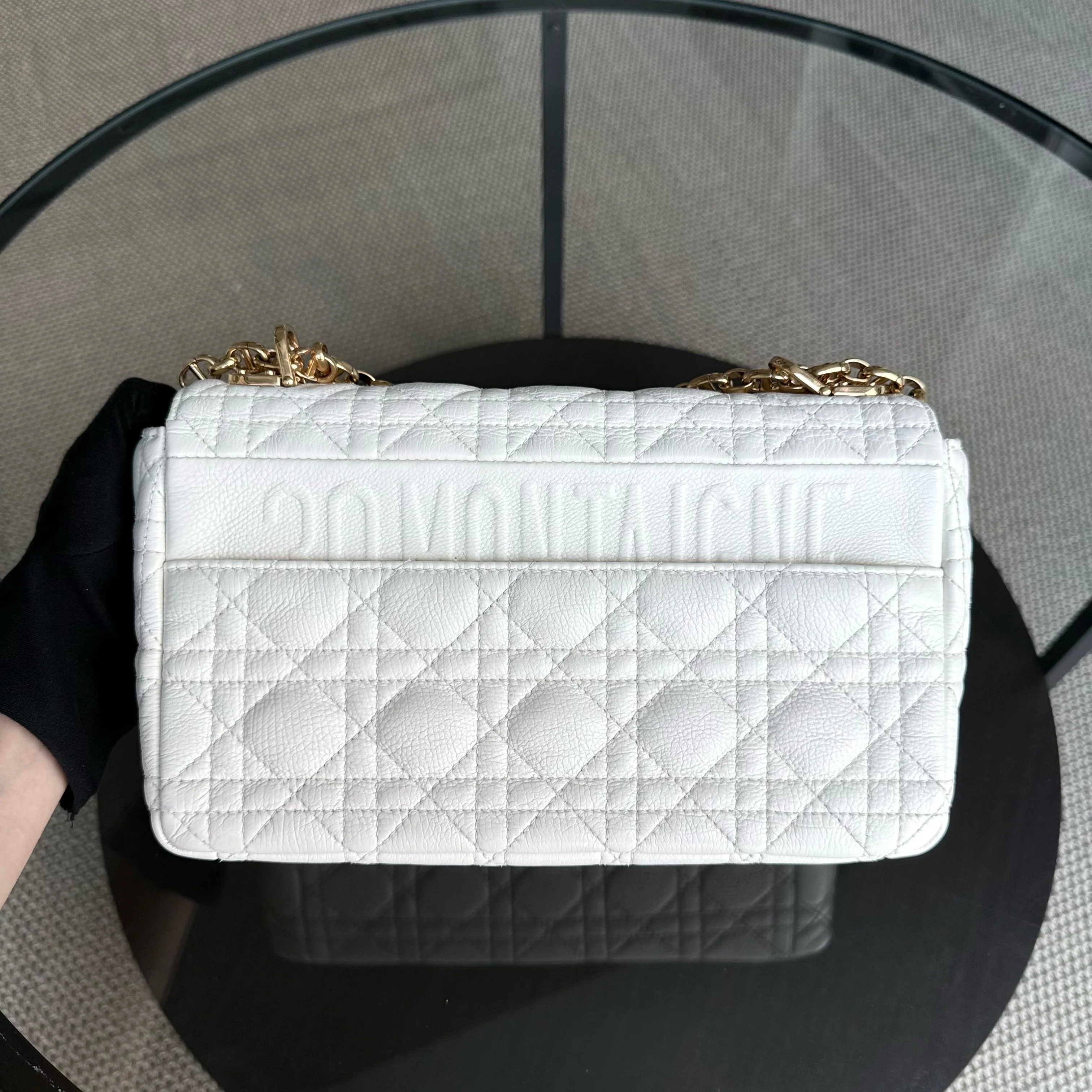 Dior Caro Medium - Cannage Grained Calfskin White Gold Hardware