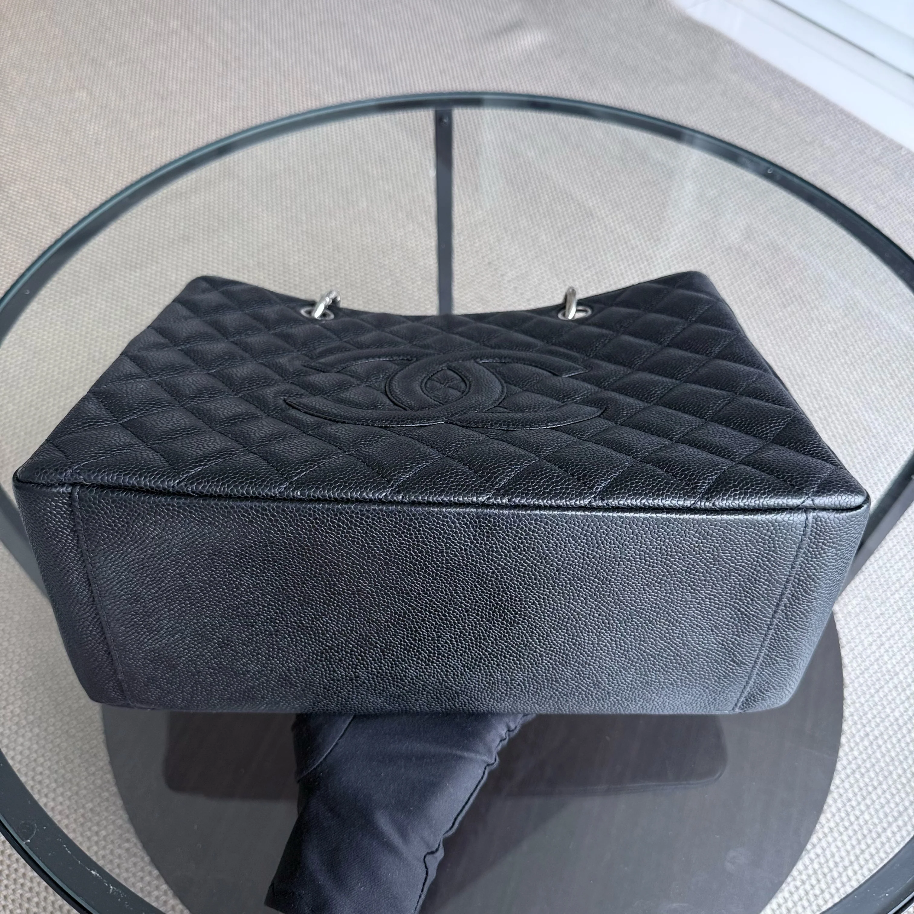 Chanel GST Grand Shopping Tote - Caviar Quilted Black Silver Hardware Series 12