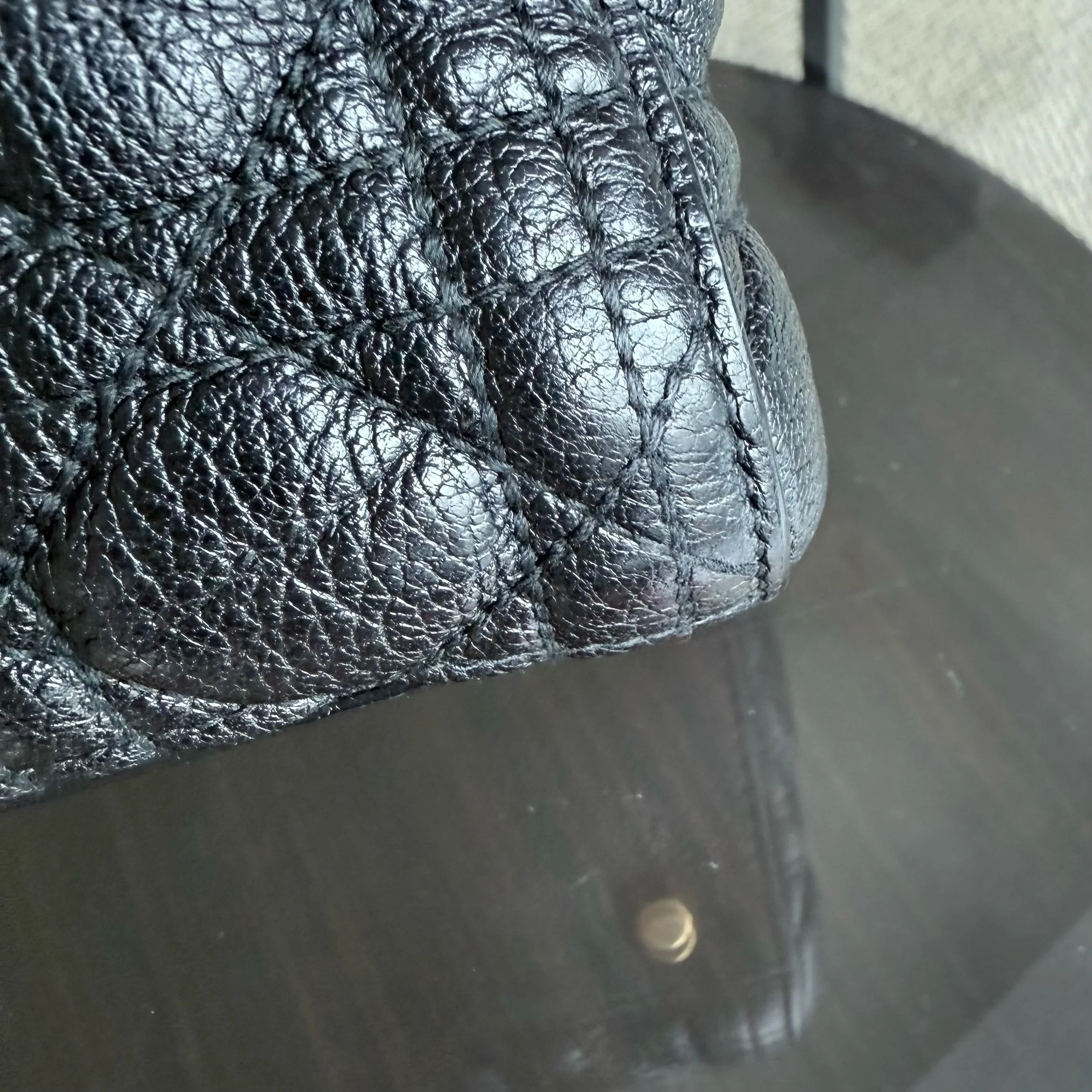 DIor Lady Large - Cannage Grained Calfskin Black Gold Hardware NO STRAP