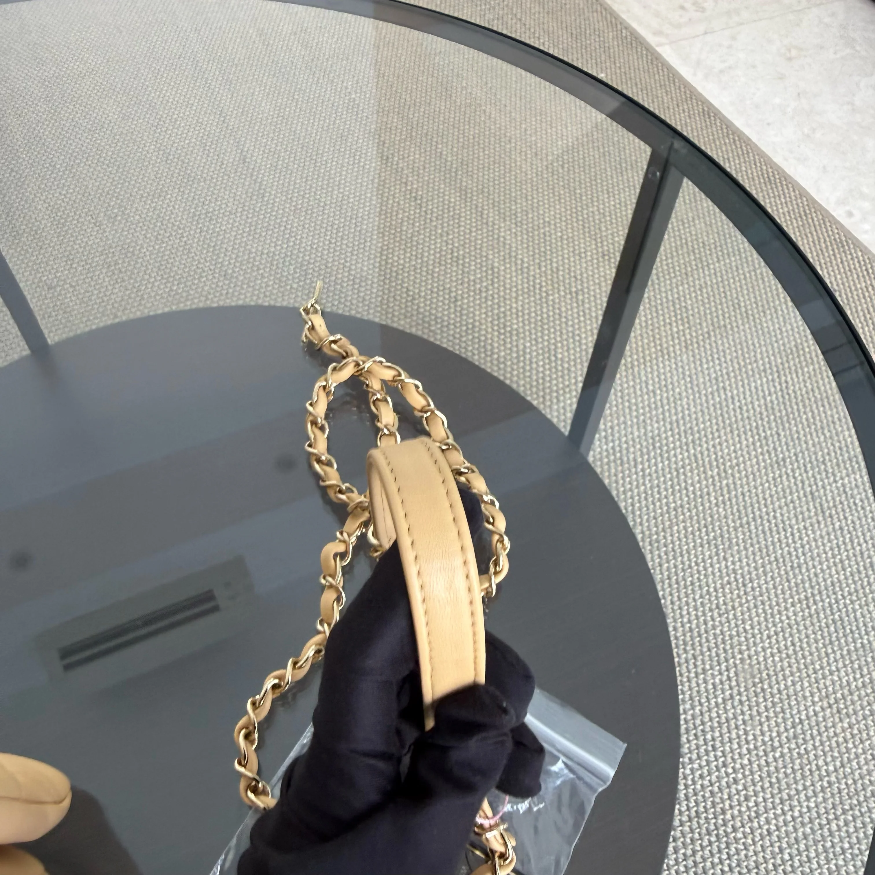 Chanel Trendy CC 30CM - Quilted Lambskin Beige Gold Hardware Series 26