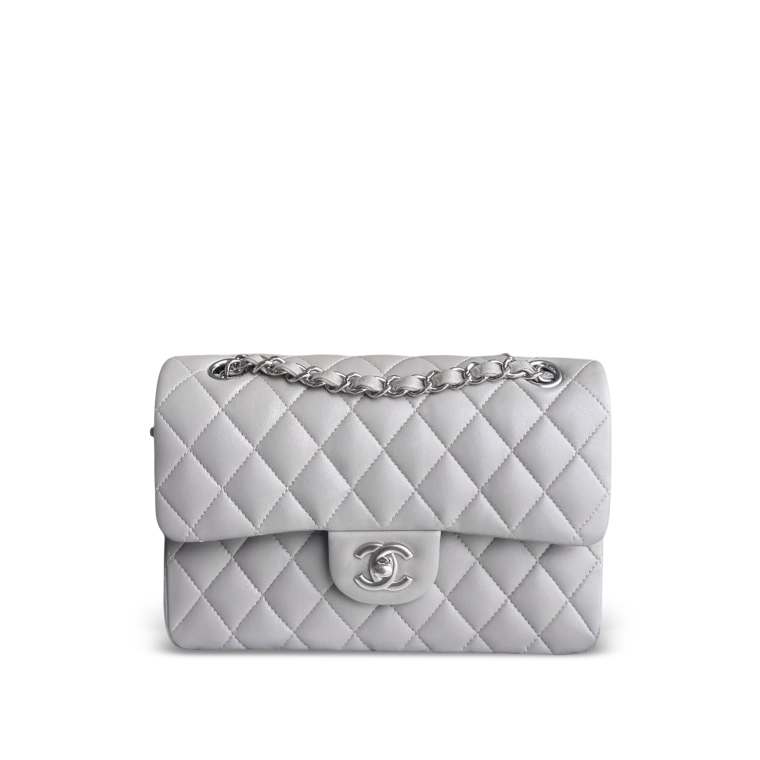 Chanel Classic Flap Small - Lambskin 23CM Quilted Grey Gray Silver Hardware Series 28