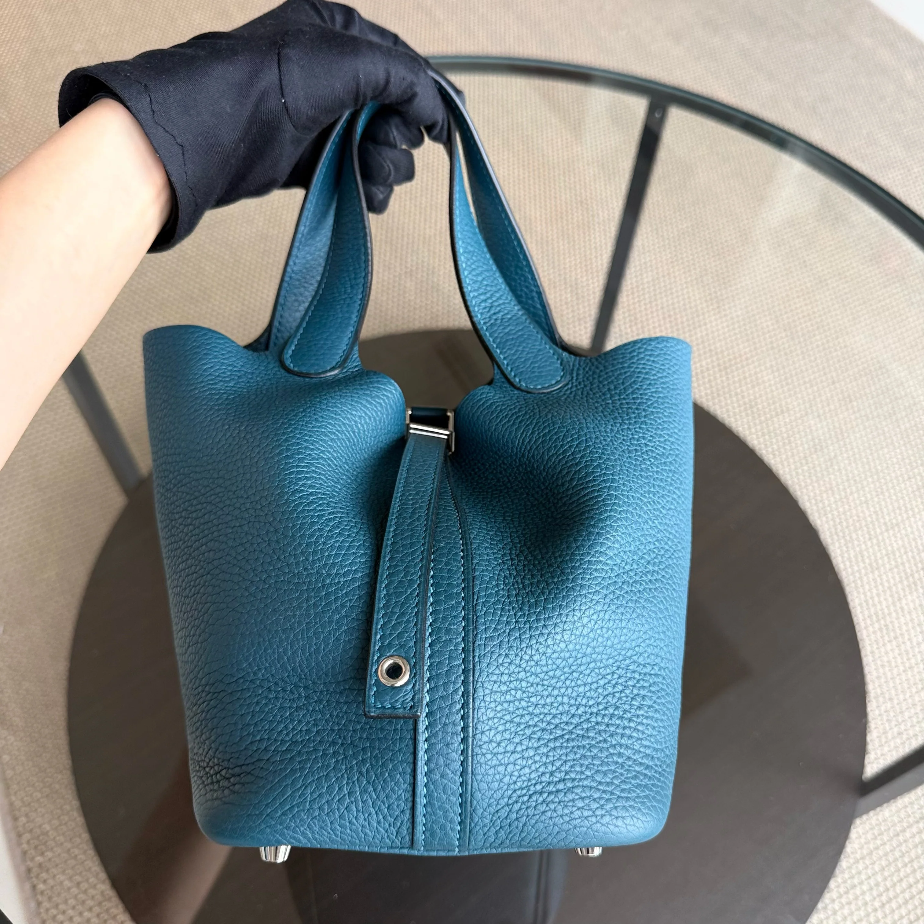 Hermes Picotin 18 - TC Clemence Leather Colvert Blue Palladium Silver Hardware