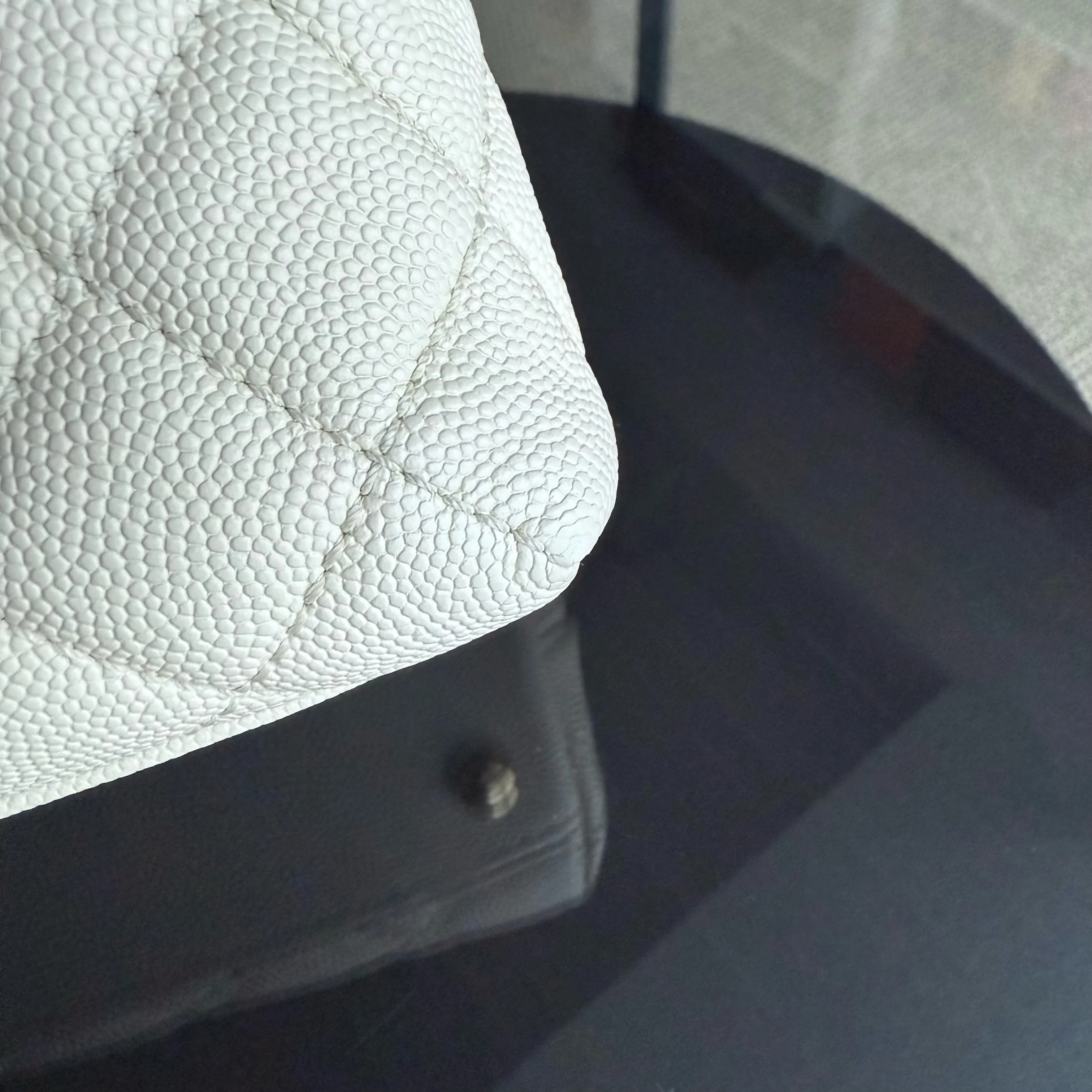 Chanel Coco Handle Small - Caviar Quilted Lizard Handle White Gold Hardward 24