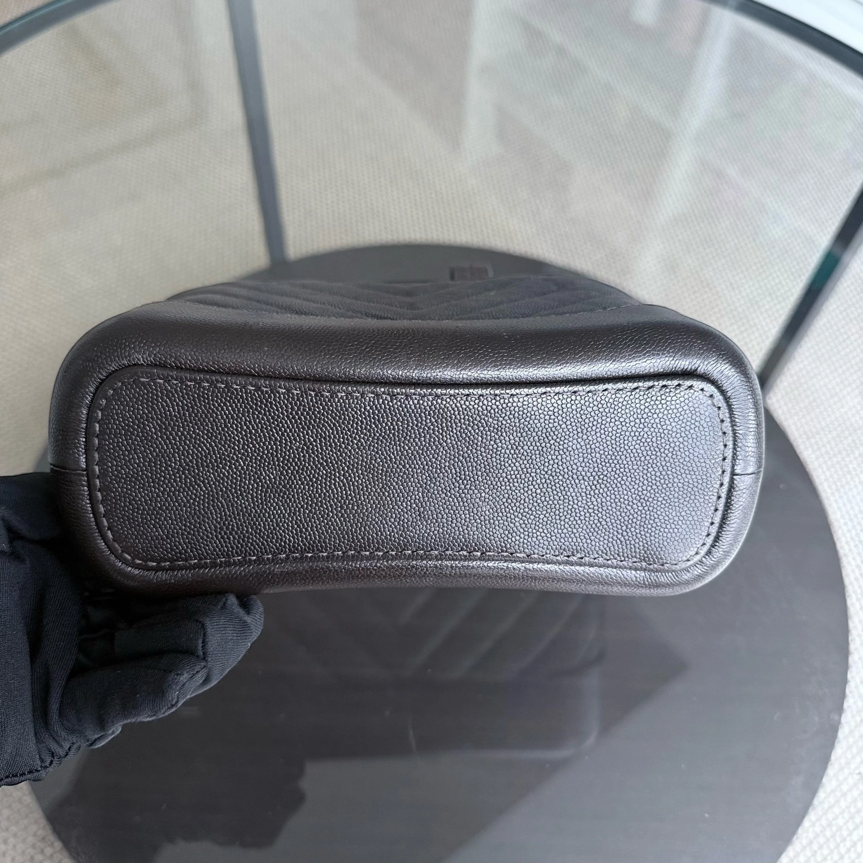 Chanel Gabrielle Small - Caviar Chevron Dark Brown Two-tone Gold Hardware Series 26