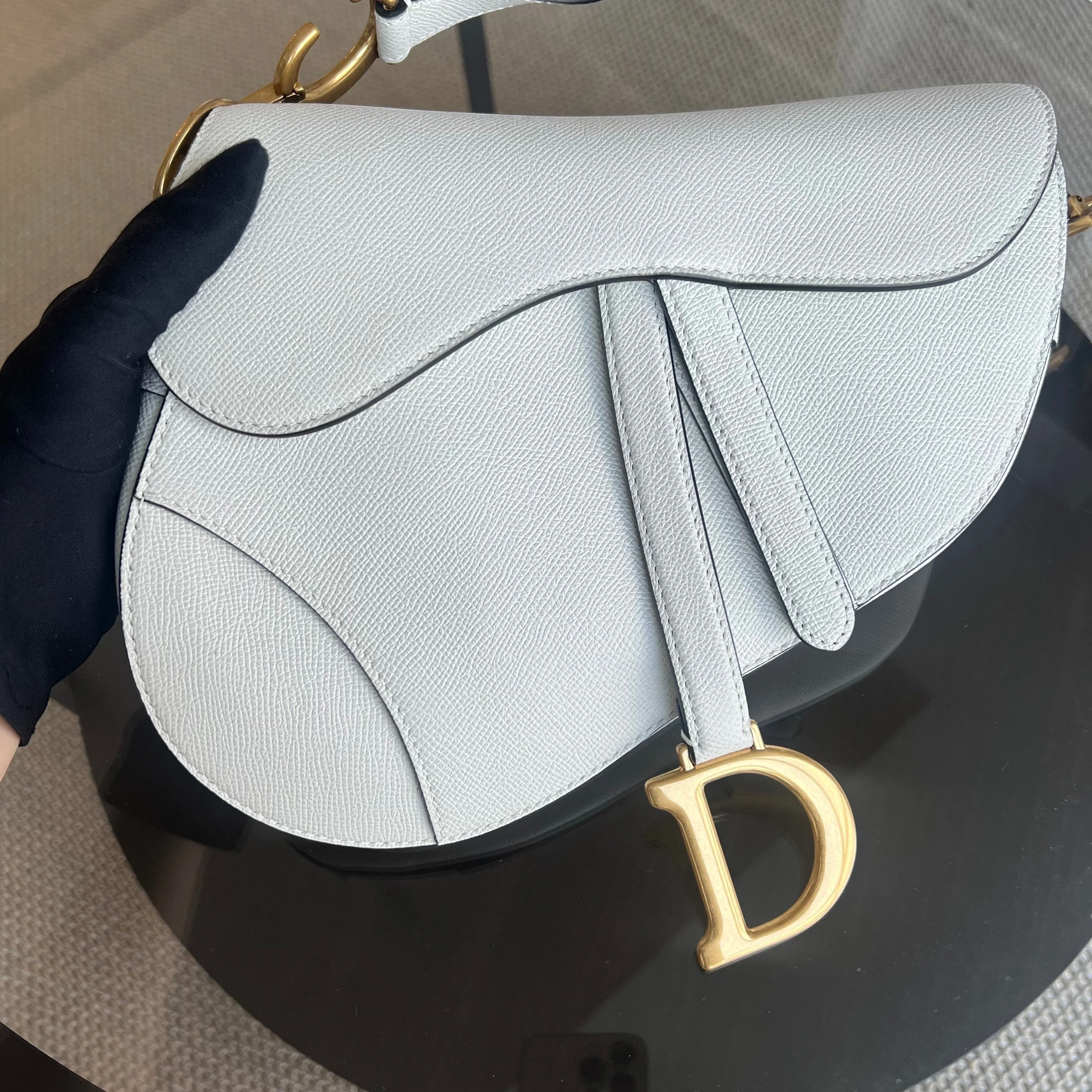 Dior Saddle Medium - Grained Calfskin White Gold Hardware