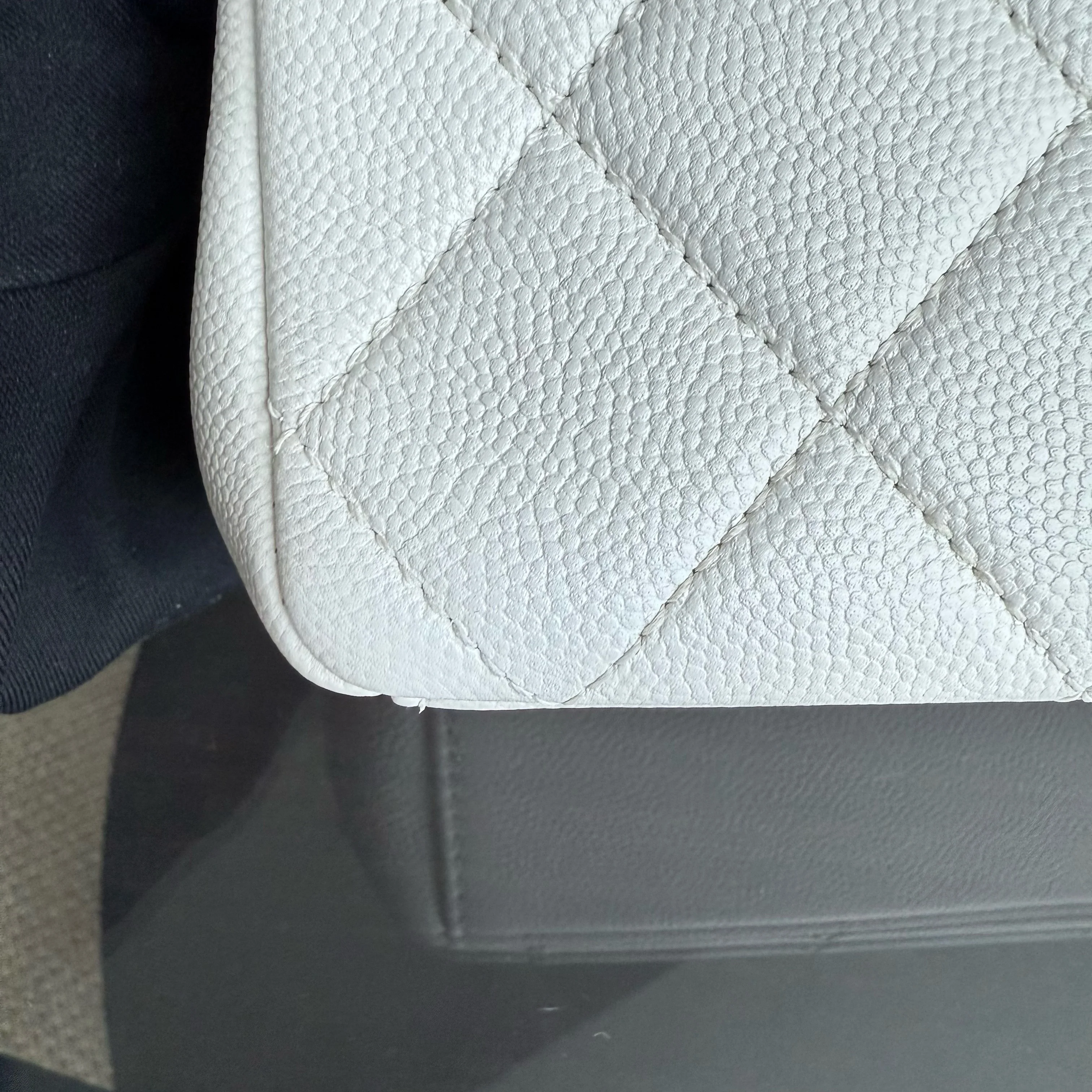 Chanel Seasonal Flap Small - Caviar My Everything Bag Quilted Grained Calfskin White Calfskin Black Hardware Series 30