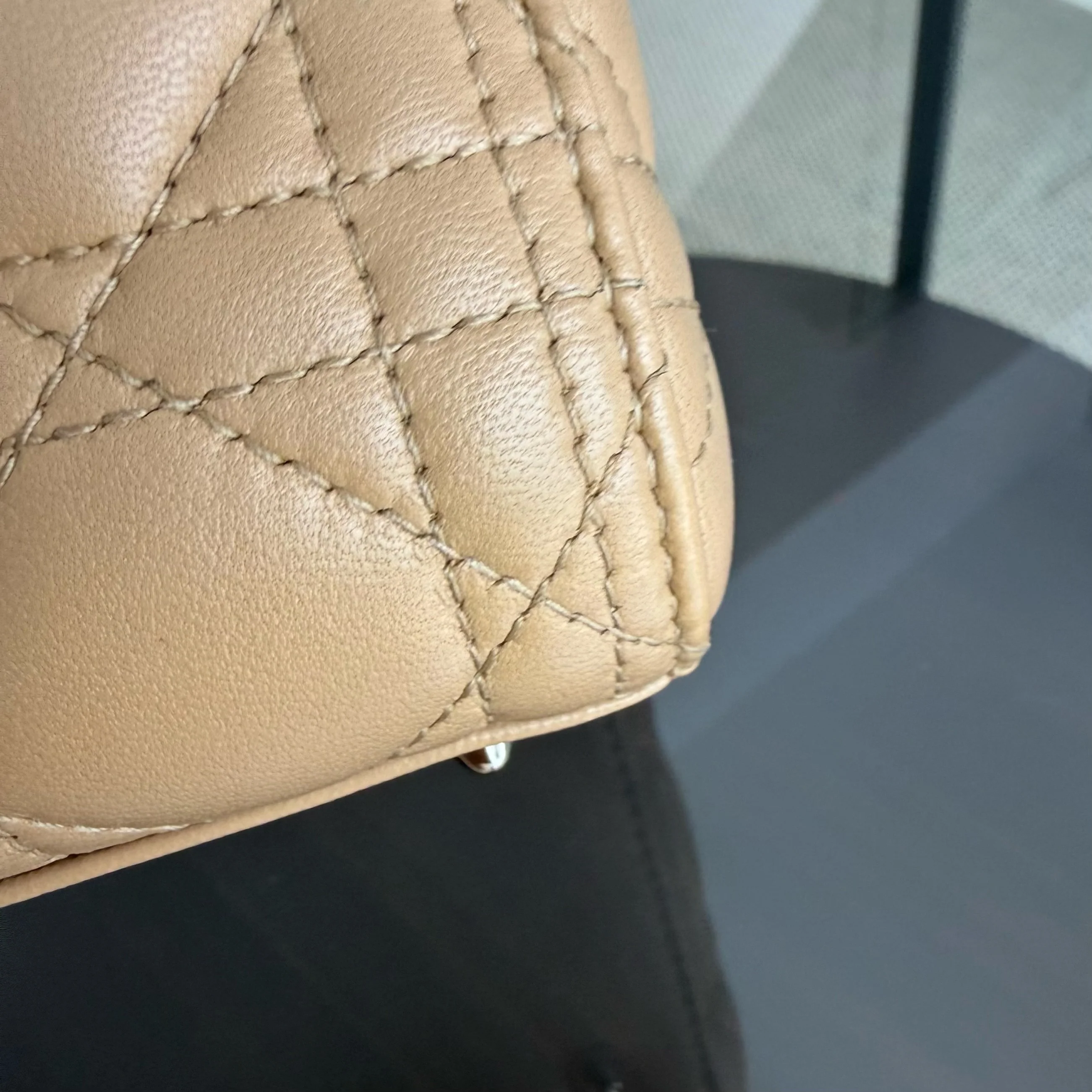 Dior Lady Medium - Cannage Lambskin Beige Brown Gold Hardware Strap