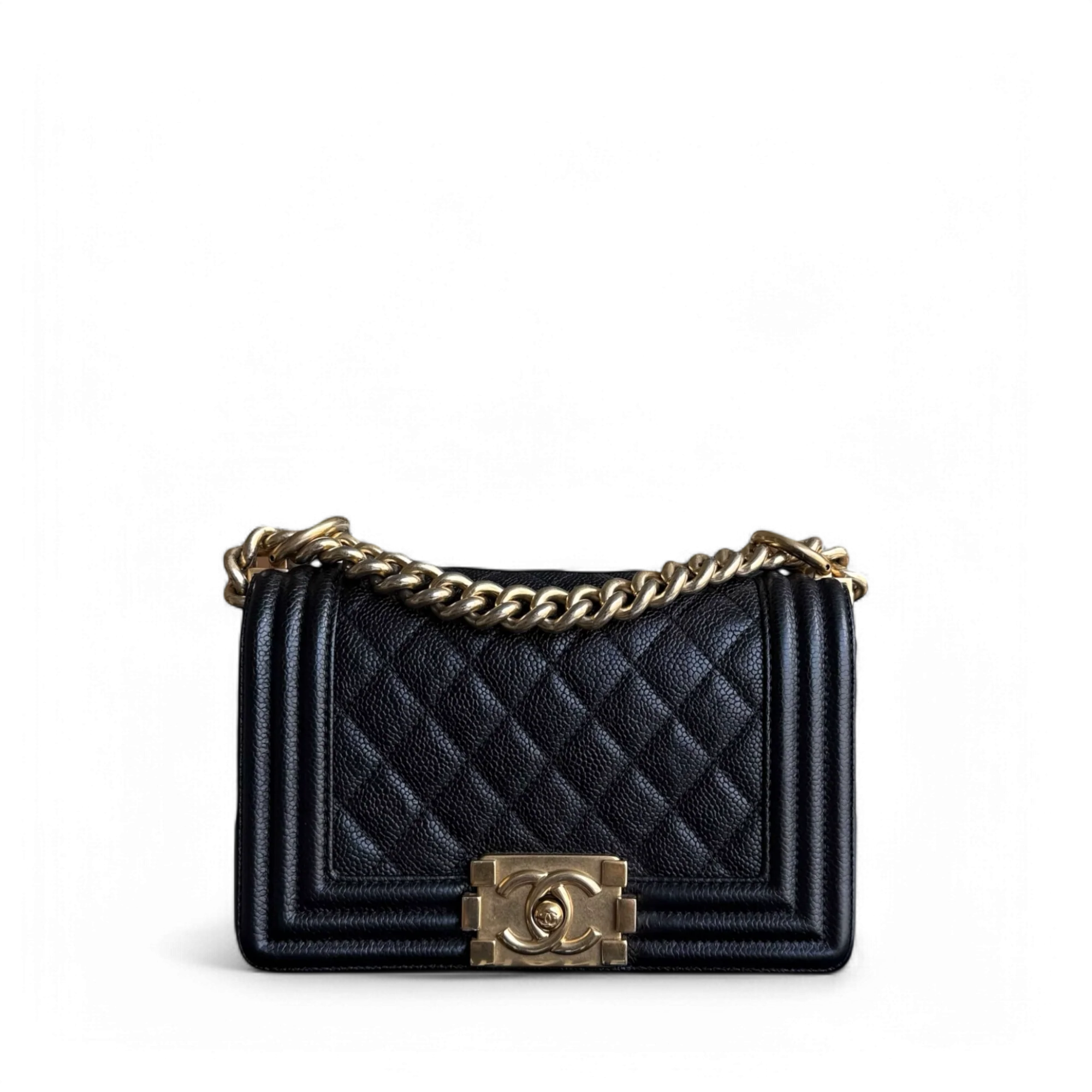 Chanel Boy Small - Caviar 20CM Quilted Black Gold Hardware Series 23