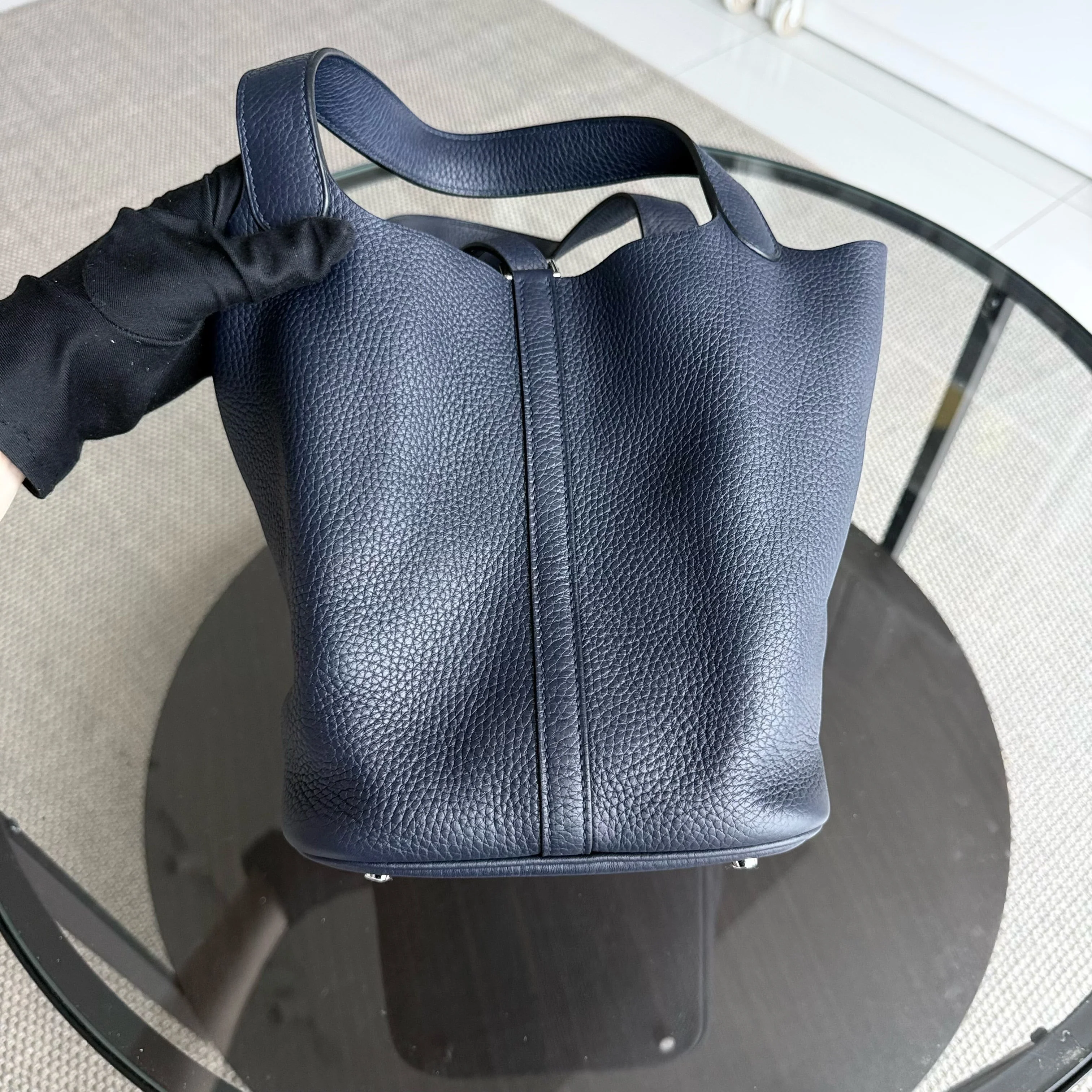 Hermes Picotin 22 - Midnight Blue Clemence Leather Silver Hardware Stamp X