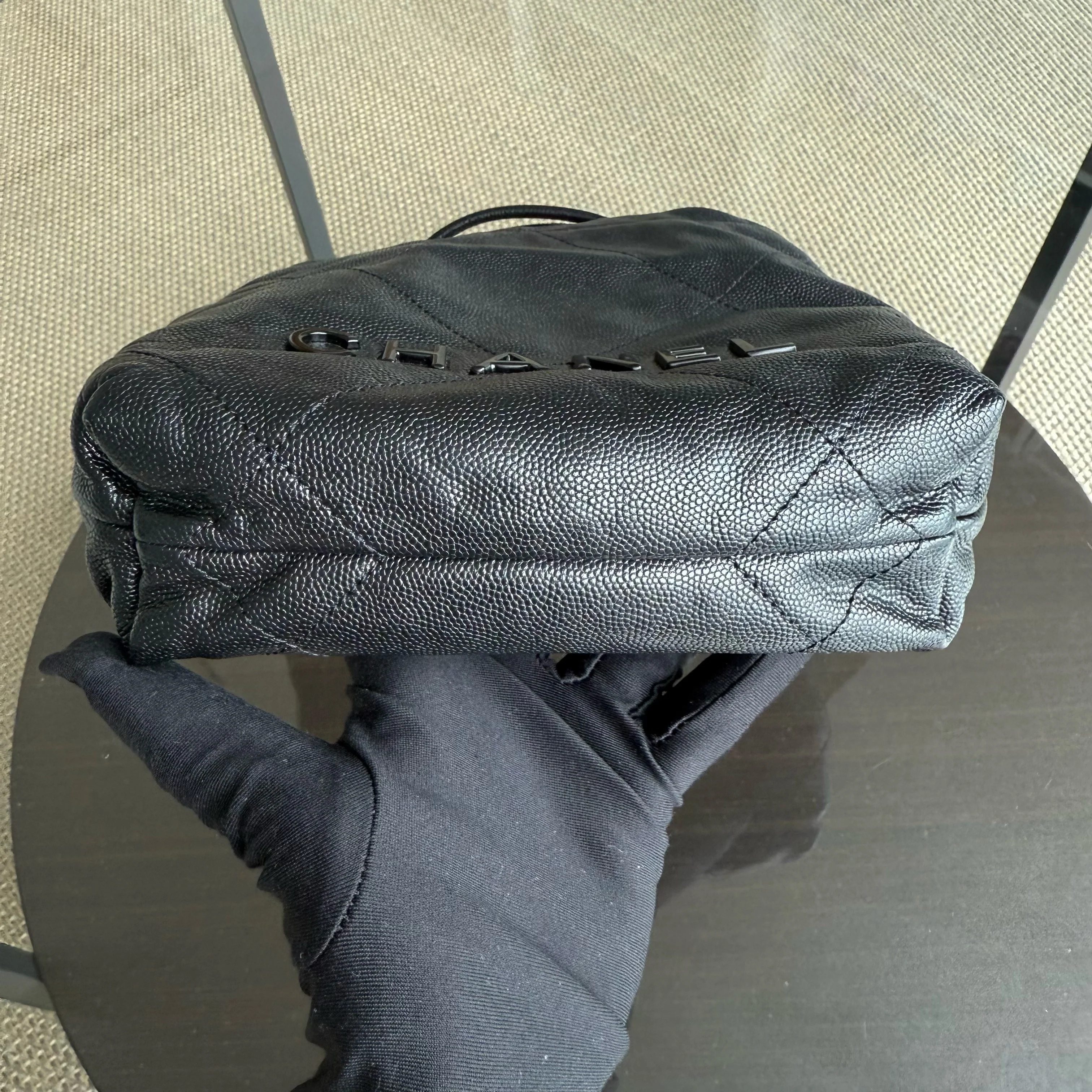 Chanel C22 Mini 22 Bag - Caviar Quilted Calfskin Crossbody Bag Gold Hardware Microchip