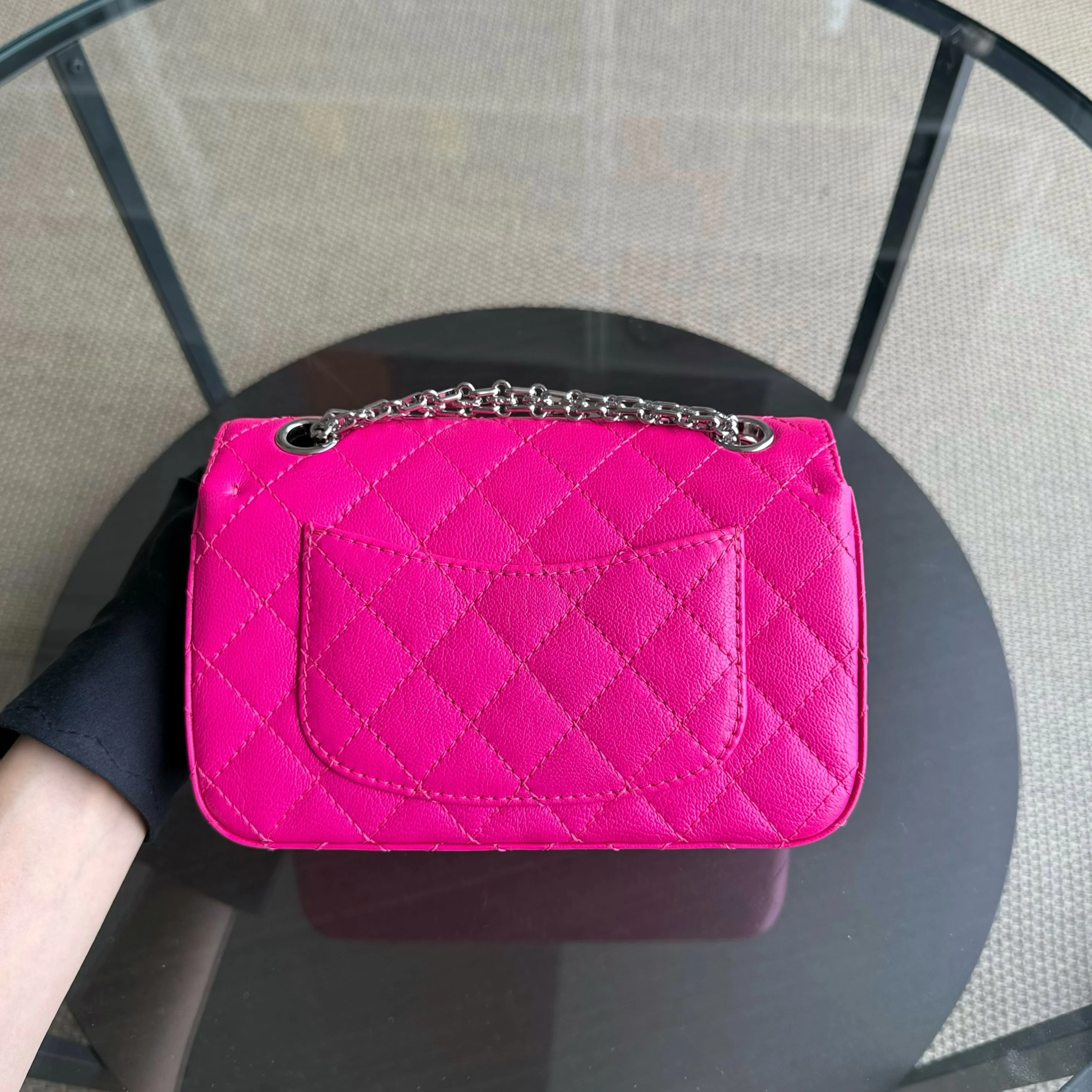 Chanel 2.55 Reissue Mini - 20CM Quilted Grained Calfskin Pink Silver Hardware Series 28
