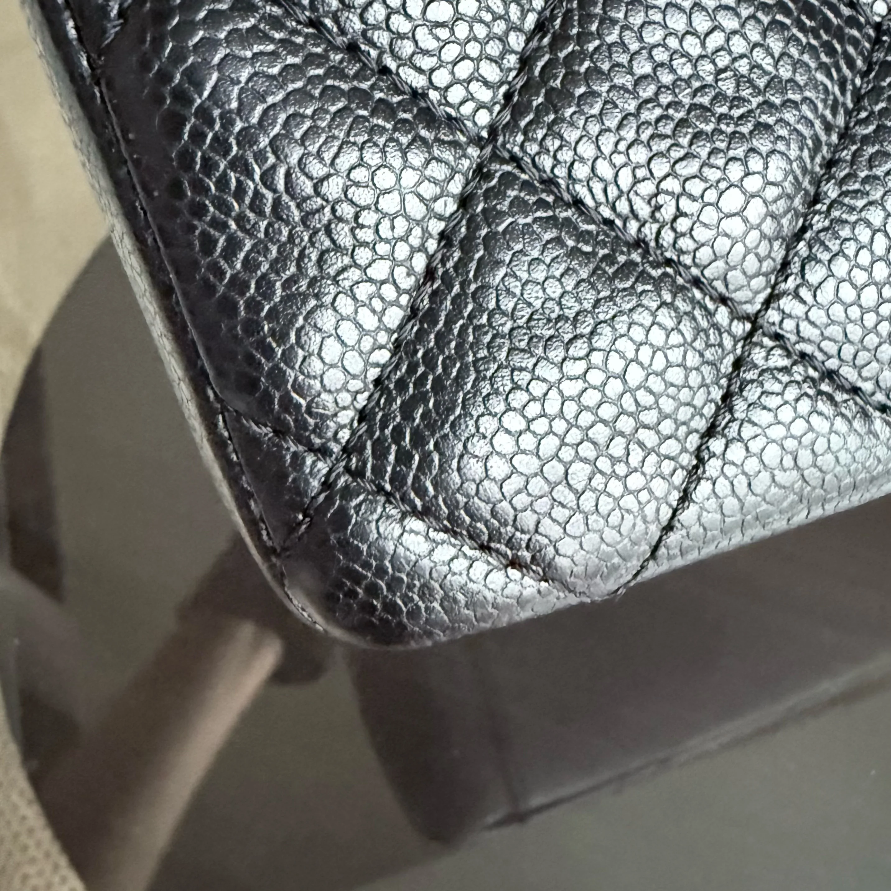 Chanel GST Grand Shopping Tote - Caviar Quilted Grained Calfskin Black Silver Hardware Series 19