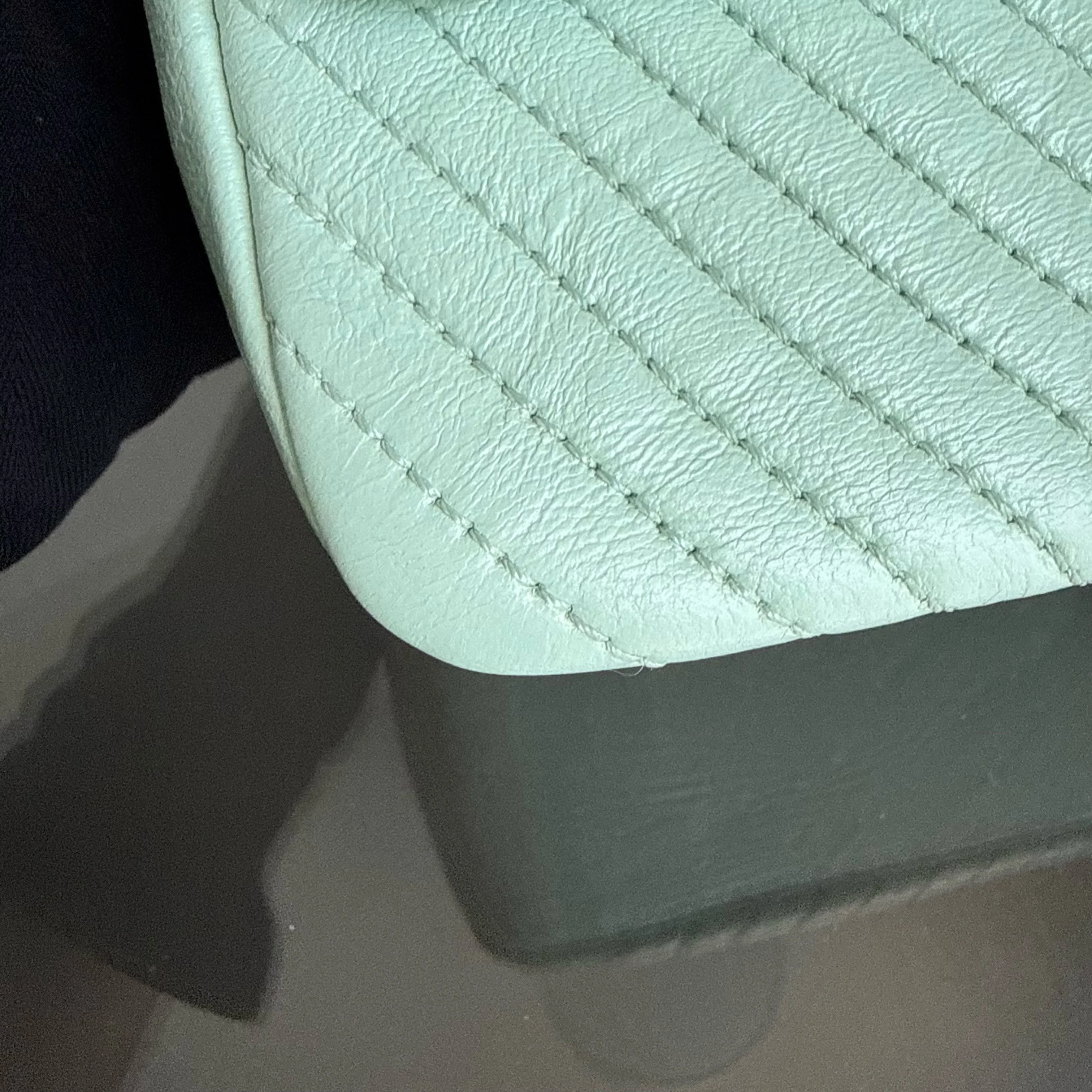 Chanel Seasonal Flap Small - 23CM Surpique CC Herringbone Medallion Flap Chevron Mint Green Gold Hardware Series 20