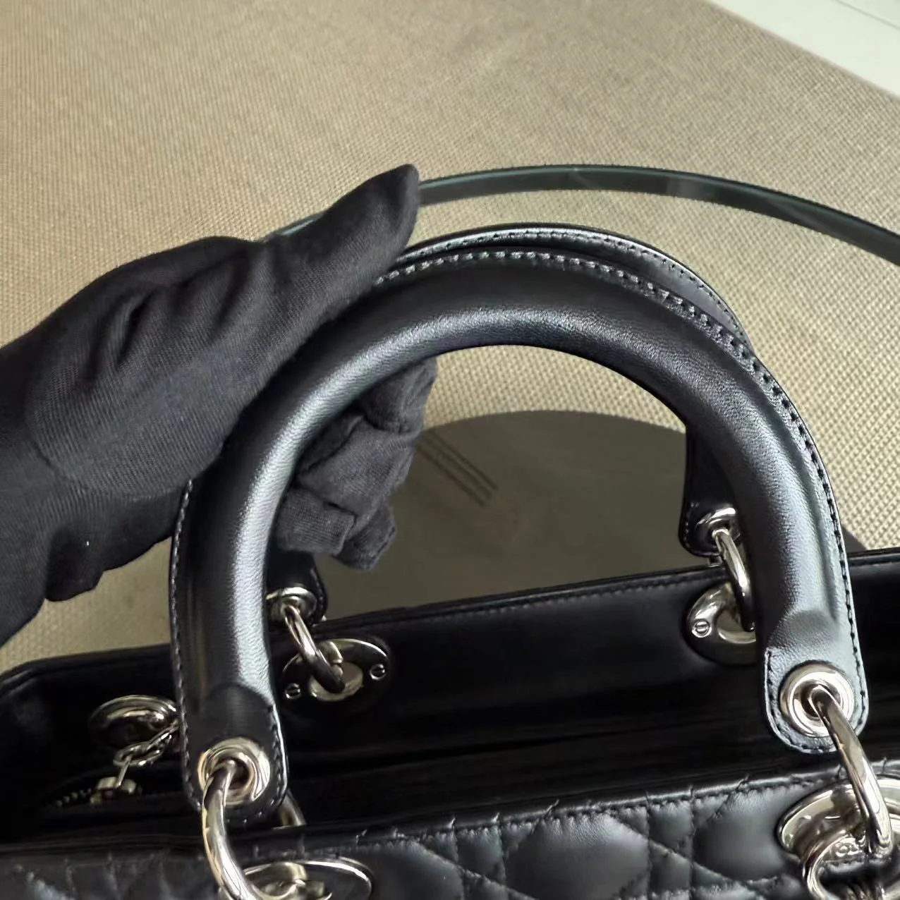 *Recolored* Dior Lady Large - Cannage Lambskin Black Silver Hardware