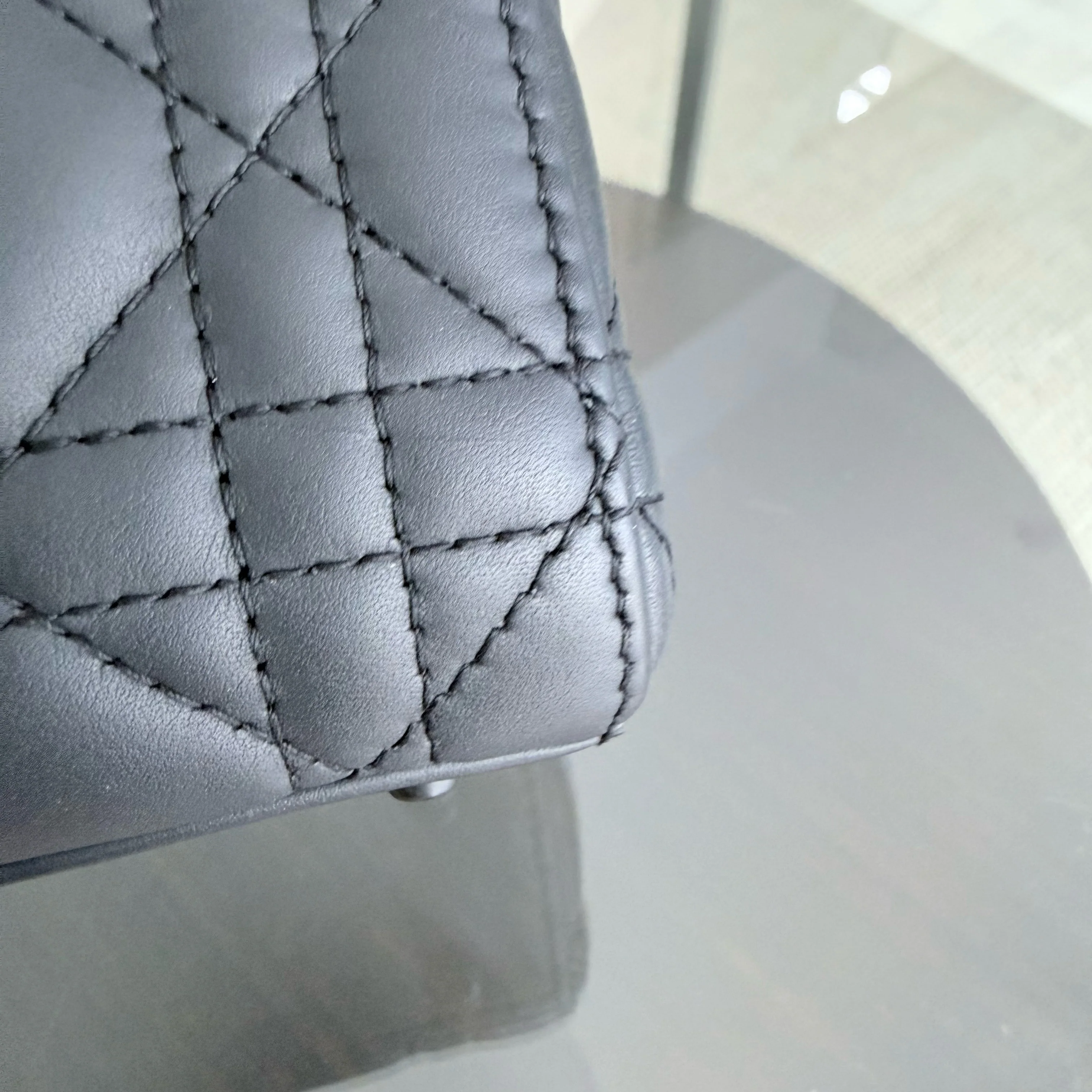 Dior Lady Mini - Cannage Calfskin So Black Black Hardware Chain Strap