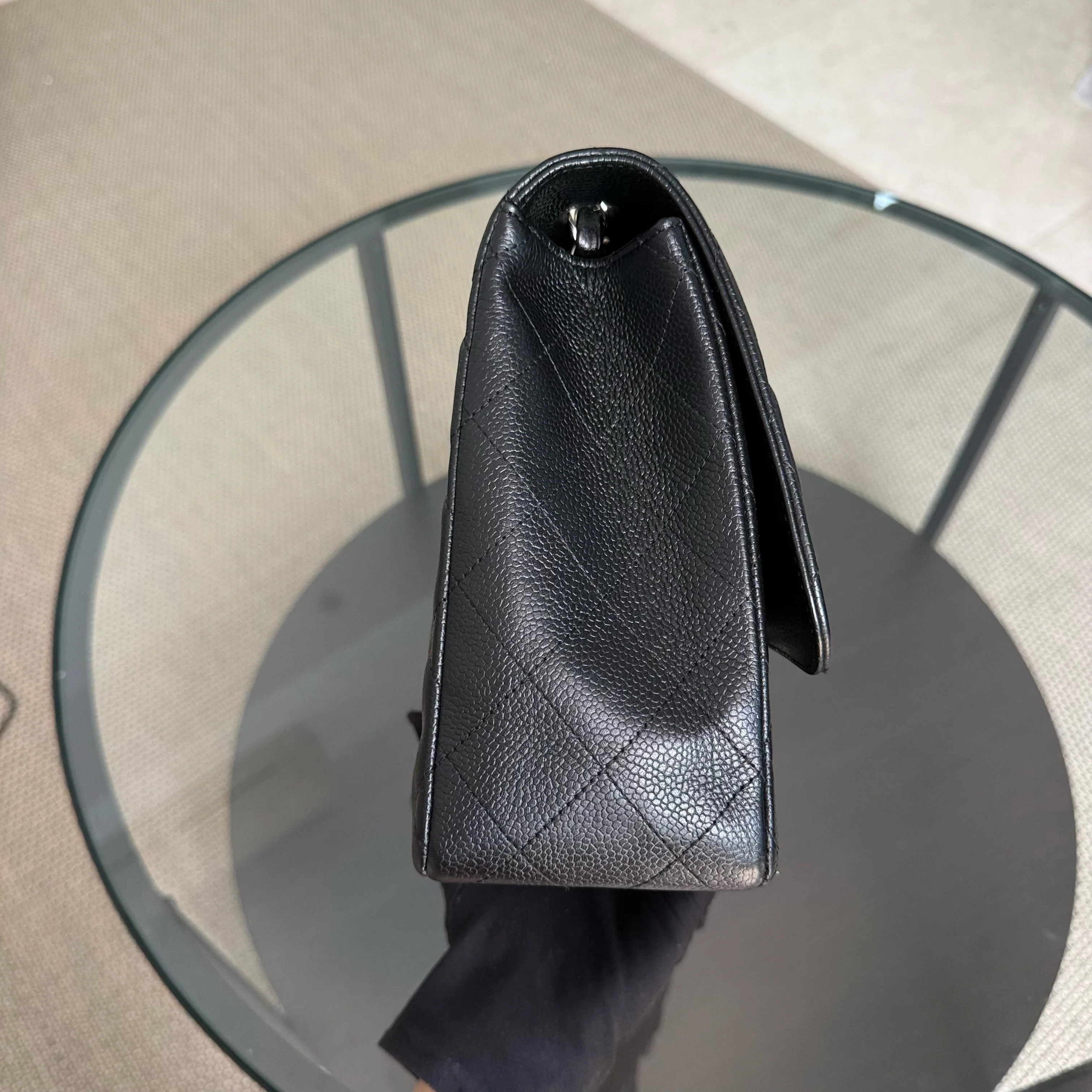 Chanel Classic Flap Jumbo - Caviar 30CM Single Flap Quilted Black Silver Hardware