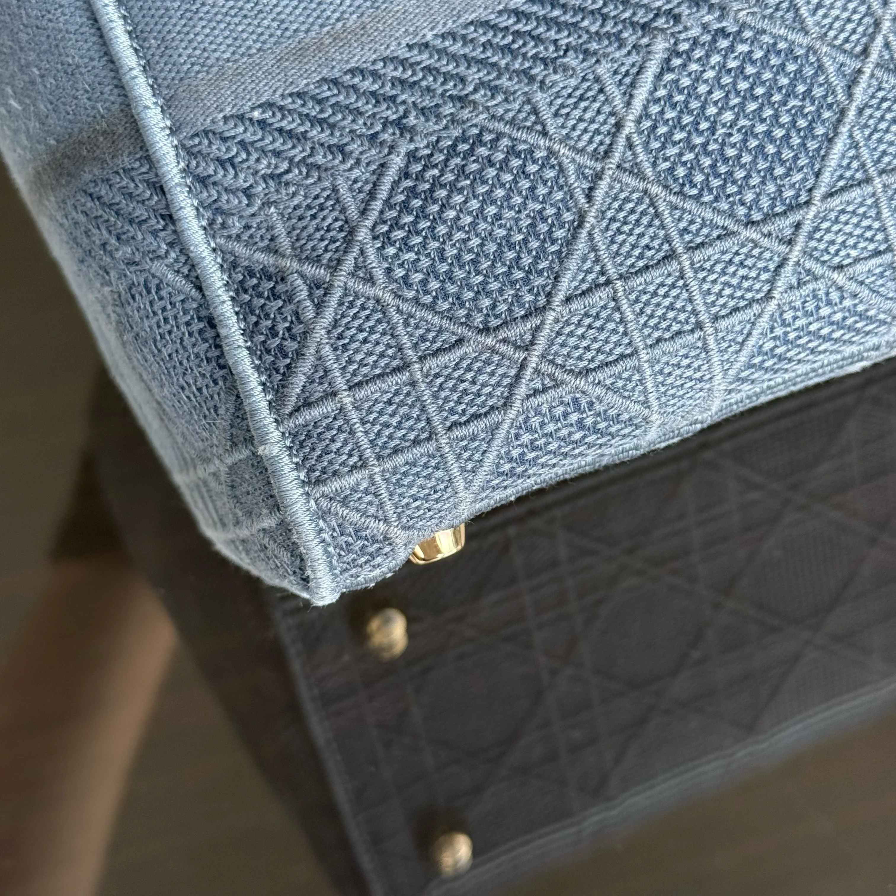 Dior Lady D-Lite - Cannage Embroidered Light Denim Blue Gold Hardware