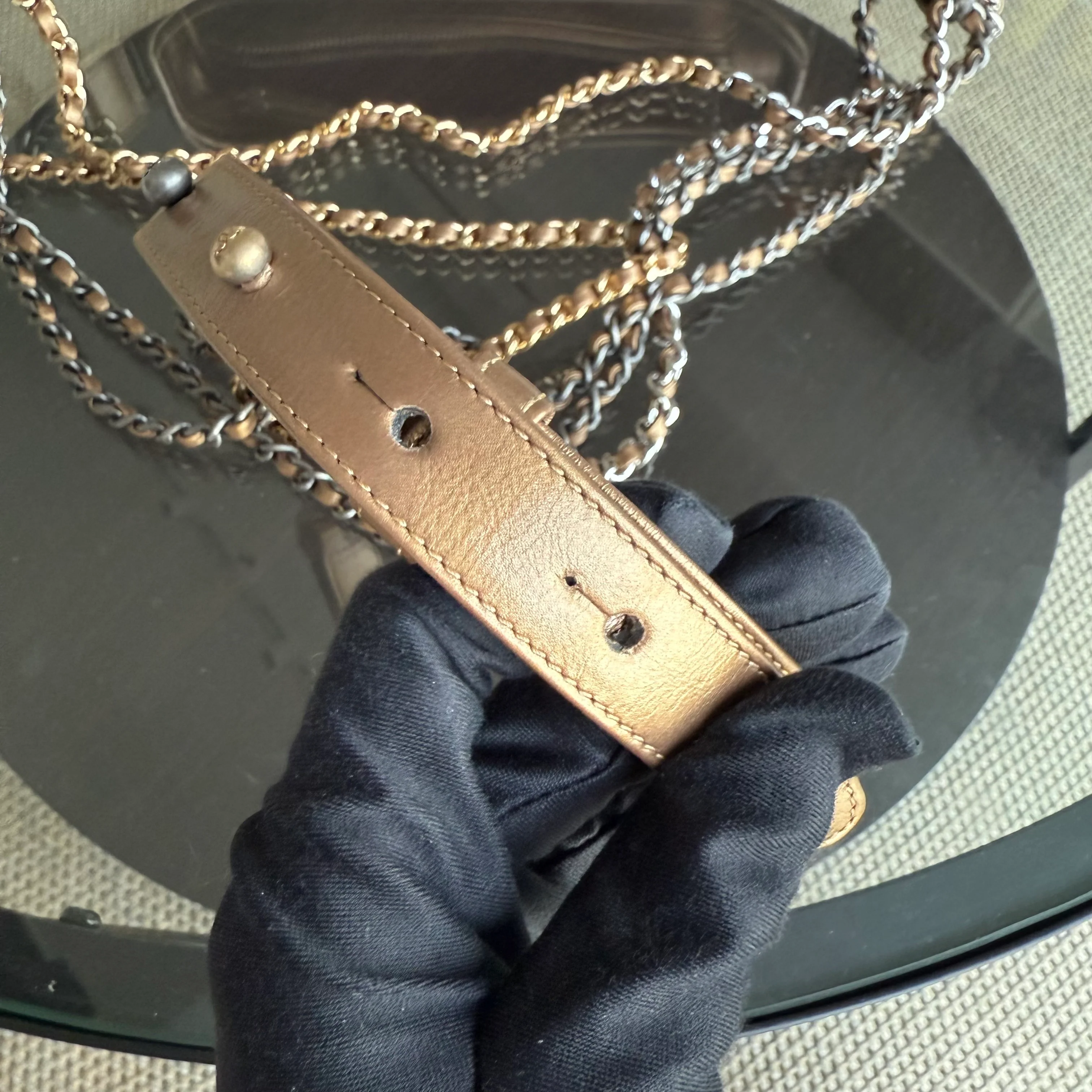 Chanel Gabrielle Small - Quilted Calfskin Bronze Gold Two-Tone Hardware Series 23