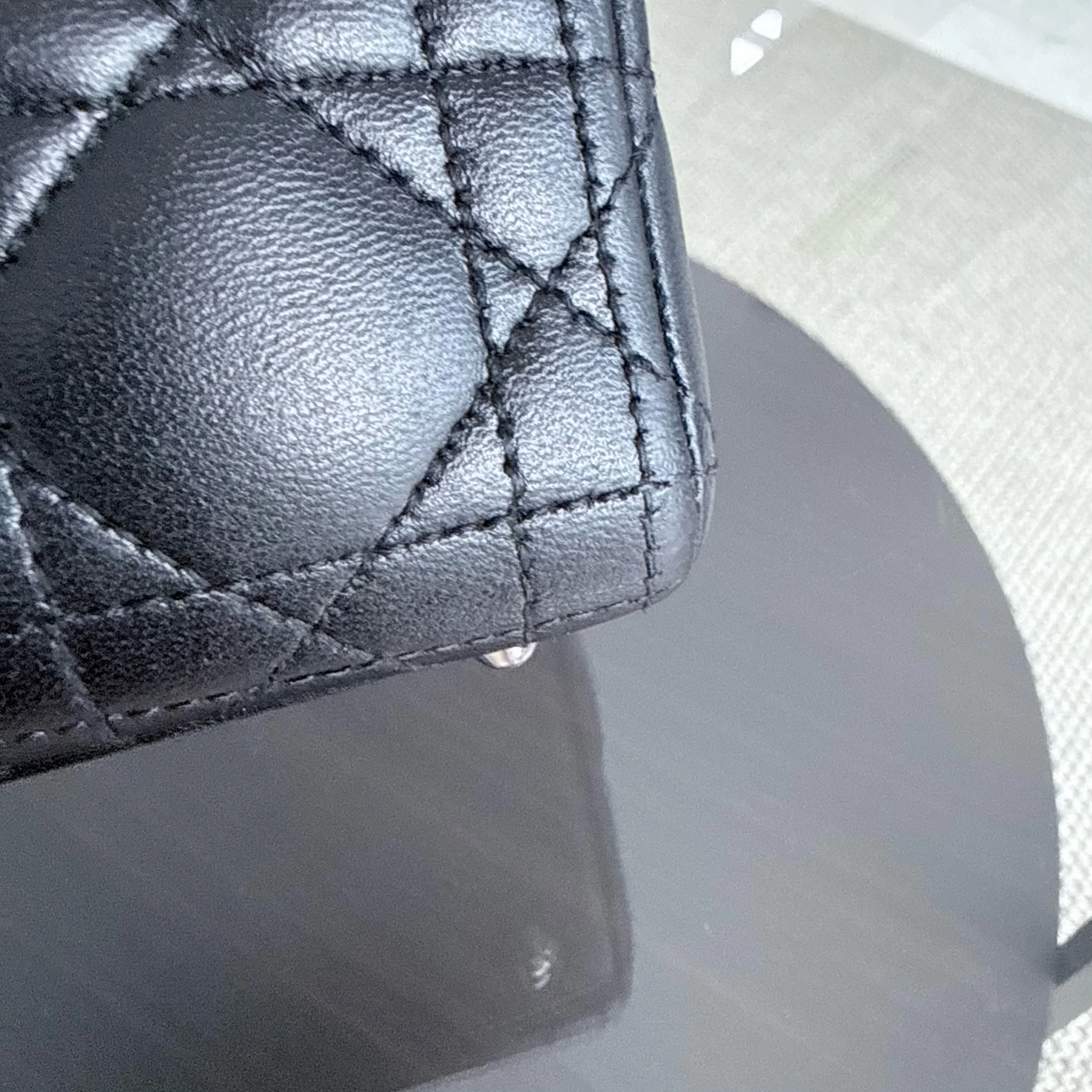 DIor Lady Large - Cannage Lambskin Black Silver Hardware NO STRAP