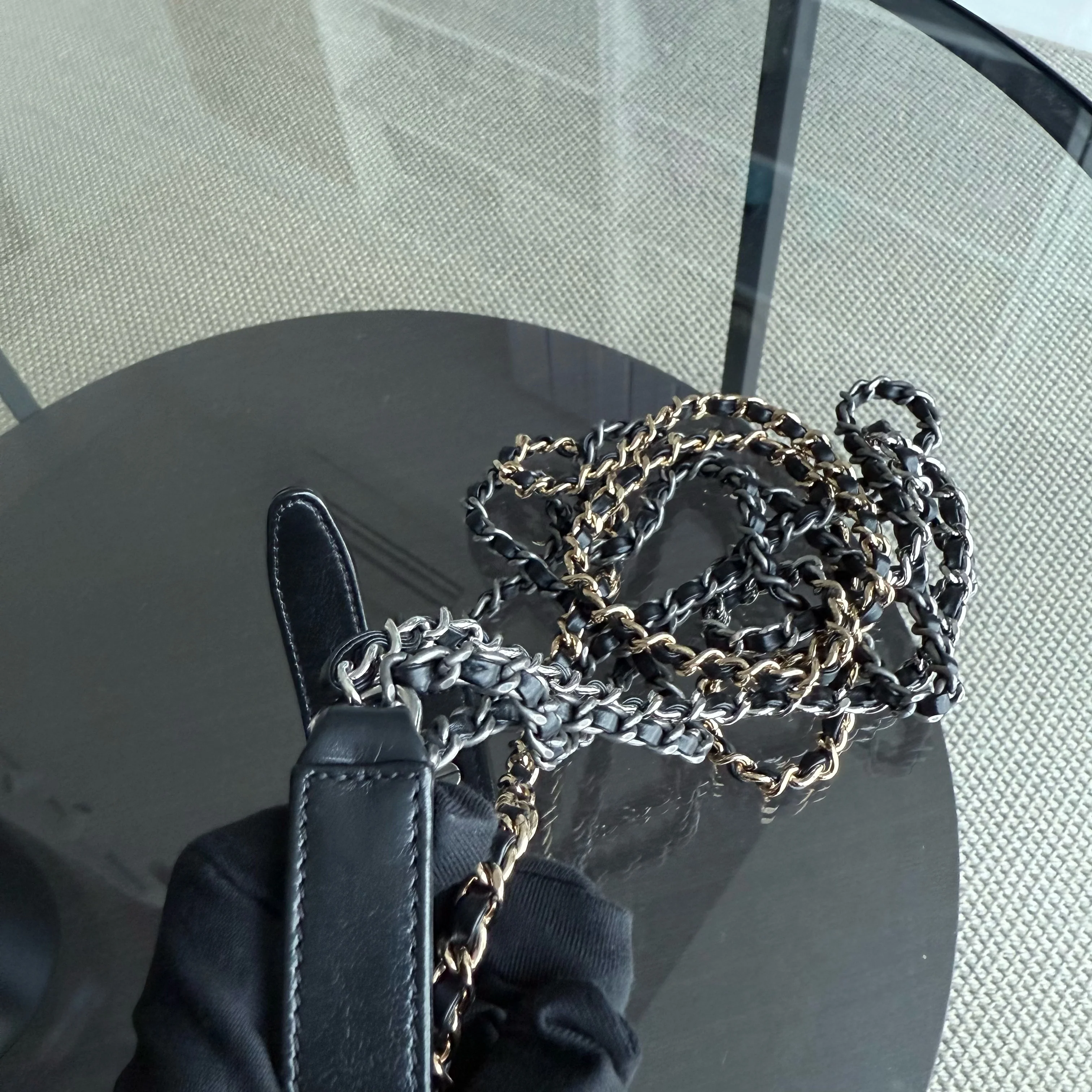 Chanel Gabrielle Small - Quilted Aged Calfskin Black Two-tone Gold Hardware