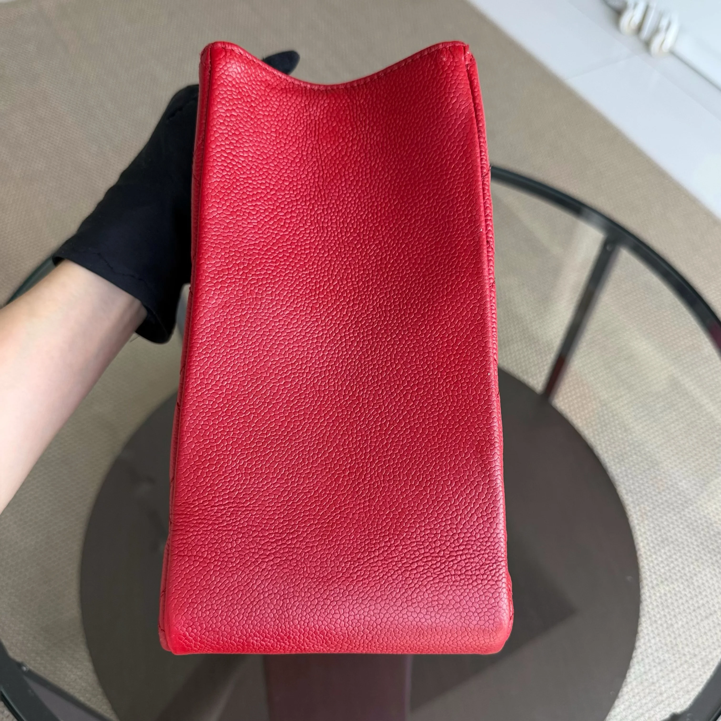 Chanel GST Grand Shopping Tote - Caviar Quilted Grained Calfskin Red Silver Hardware Series 17